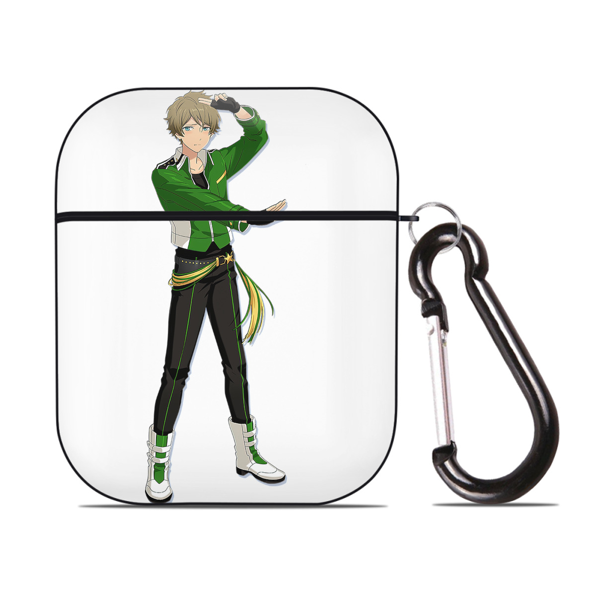 （画像用） あんさんぶるスターズ! Ensemble Stars AirPods 第2世代保護ケース ハードシェル ブラック 耐衝撃・防指紋・カラビナ付き