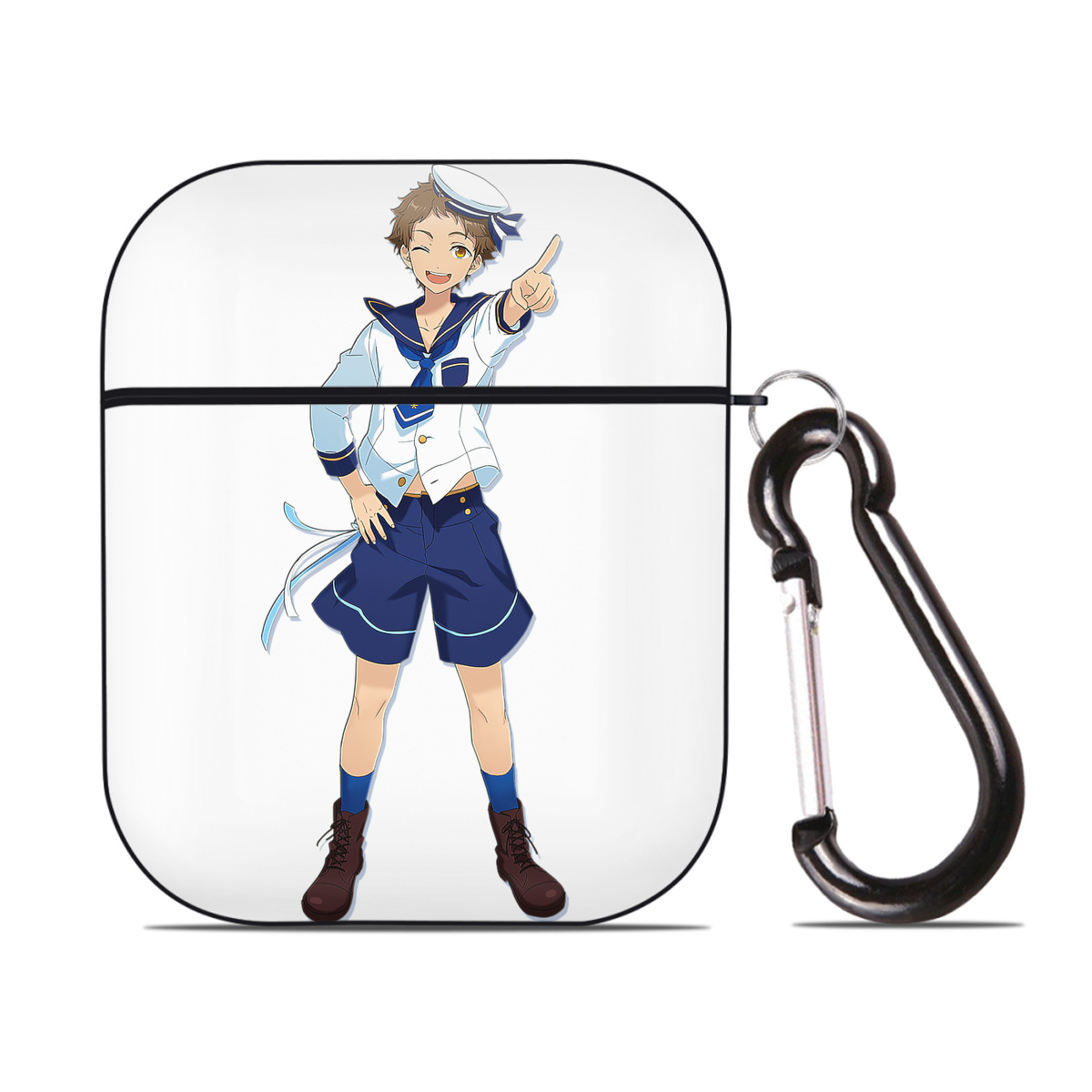 （画像用） あんさんぶるスターズ! Ensemble Stars AirPods 第2世代保護ケース ハードシェル ブラック 耐衝撃・防指紋・カラビナ付き
