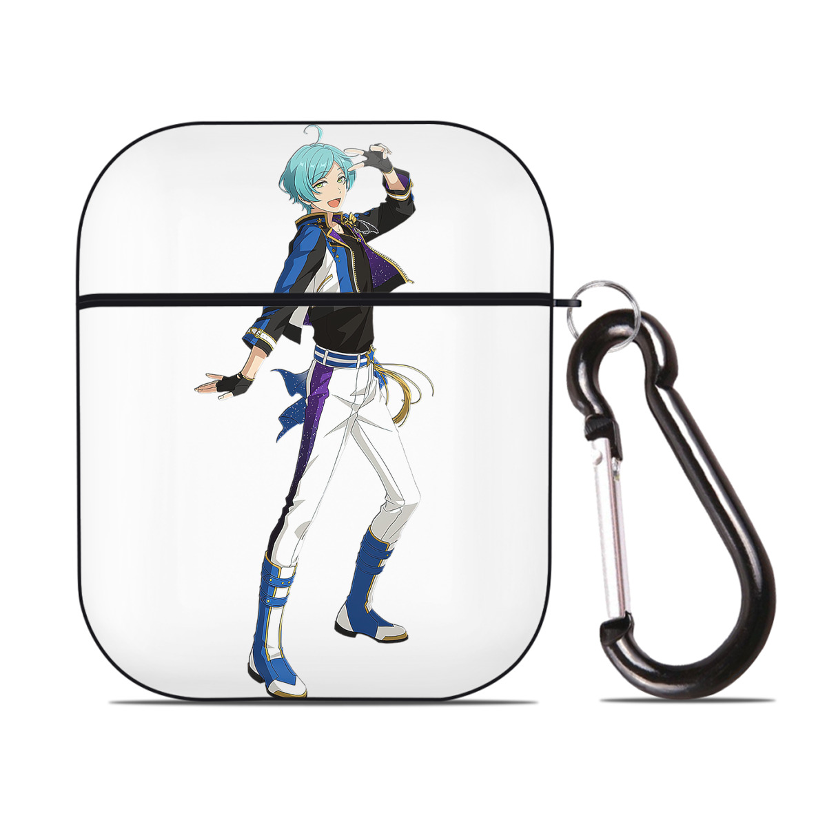 （画像用） あんさんぶるスターズ! Ensemble Stars AirPods 第2世代保護ケース ハードシェル ブラック 耐衝撃・防指紋・カラビナ付き