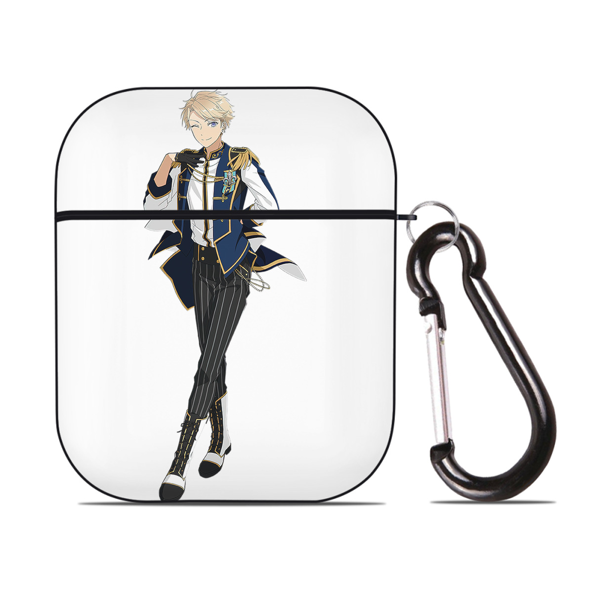 （画像用） あんさんぶるスターズ! Ensemble Stars AirPods 第2世代保護ケース ハードシェル ブラック 耐衝撃・防指紋・カラビナ付き