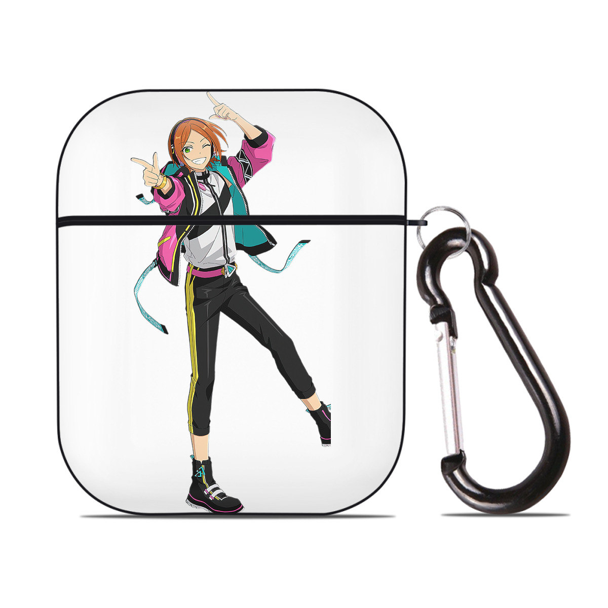 （画像用） あんさんぶるスターズ! Ensemble Stars AirPods 第2世代保護ケース ハードシェル ブラック 耐衝撃・防指紋・カラビナ付き
