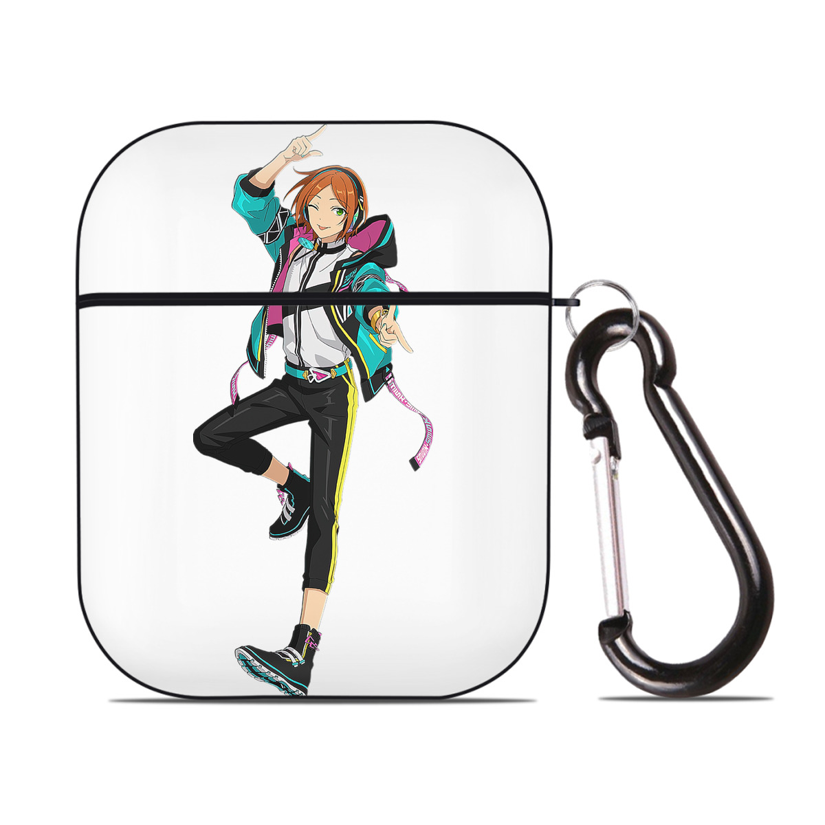 （画像用） あんさんぶるスターズ! Ensemble Stars AirPods 第2世代保護ケース ハードシェル ブラック 耐衝撃・防指紋・カラビナ付き