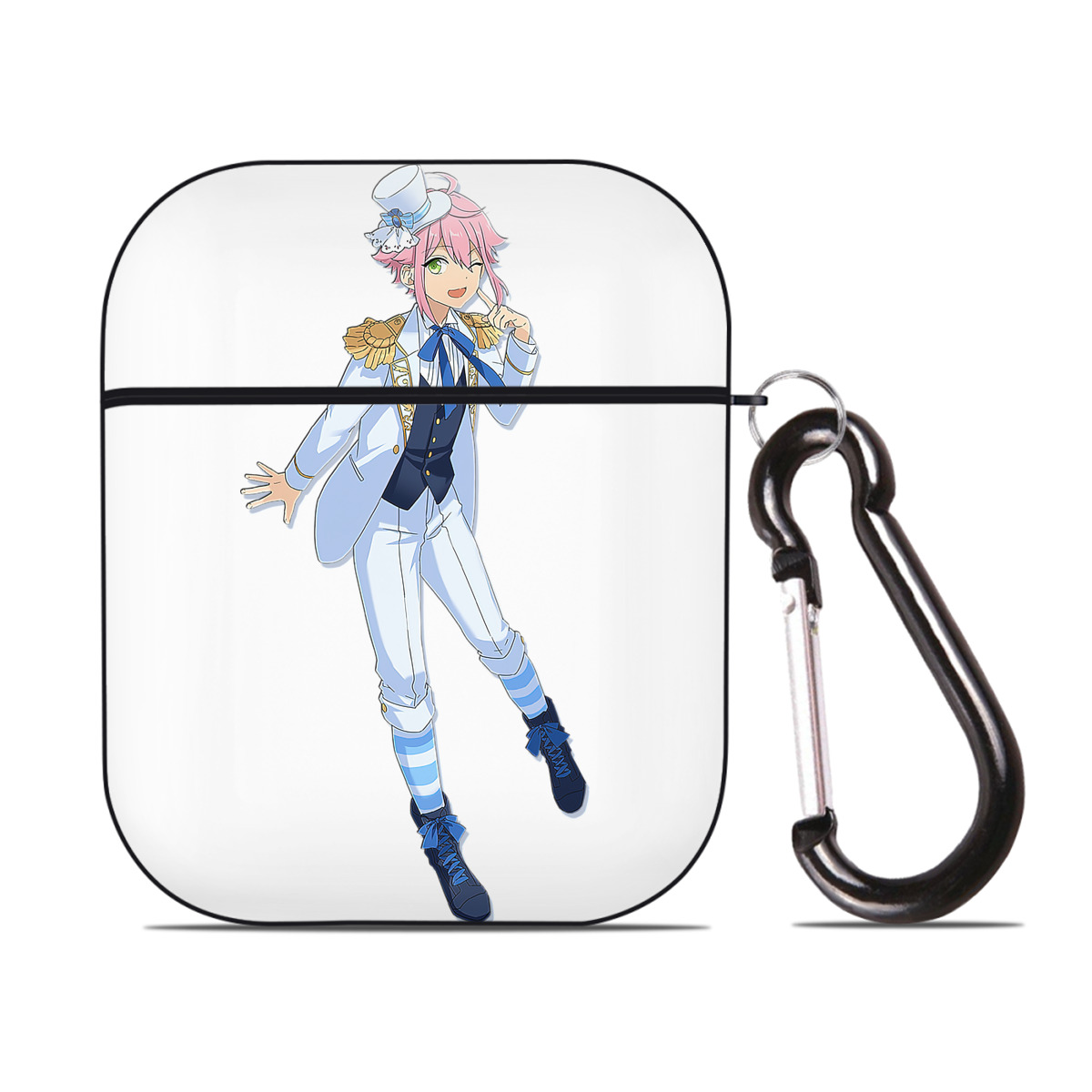 （画像用） あんさんぶるスターズ! Ensemble Stars AirPods 第2世代保護ケース ハードシェル ブラック 耐衝撃・防指紋・カラビナ付き