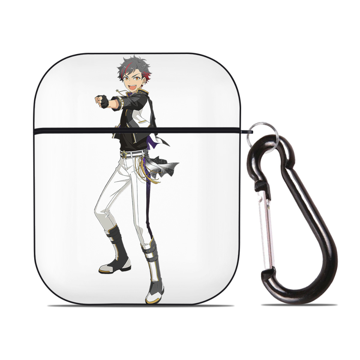 （画像用） あんさんぶるスターズ! Ensemble Stars AirPods 第2世代保護ケース ハードシェル ブラック 耐衝撃・防指紋・カラビナ付き