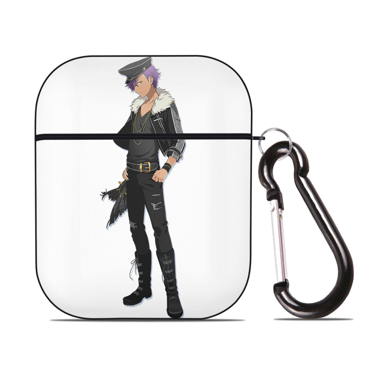 （画像用） あんさんぶるスターズ! Ensemble Stars AirPods 第2世代保護ケース ハードシェル ブラック 耐衝撃・防指紋・カラビナ付き