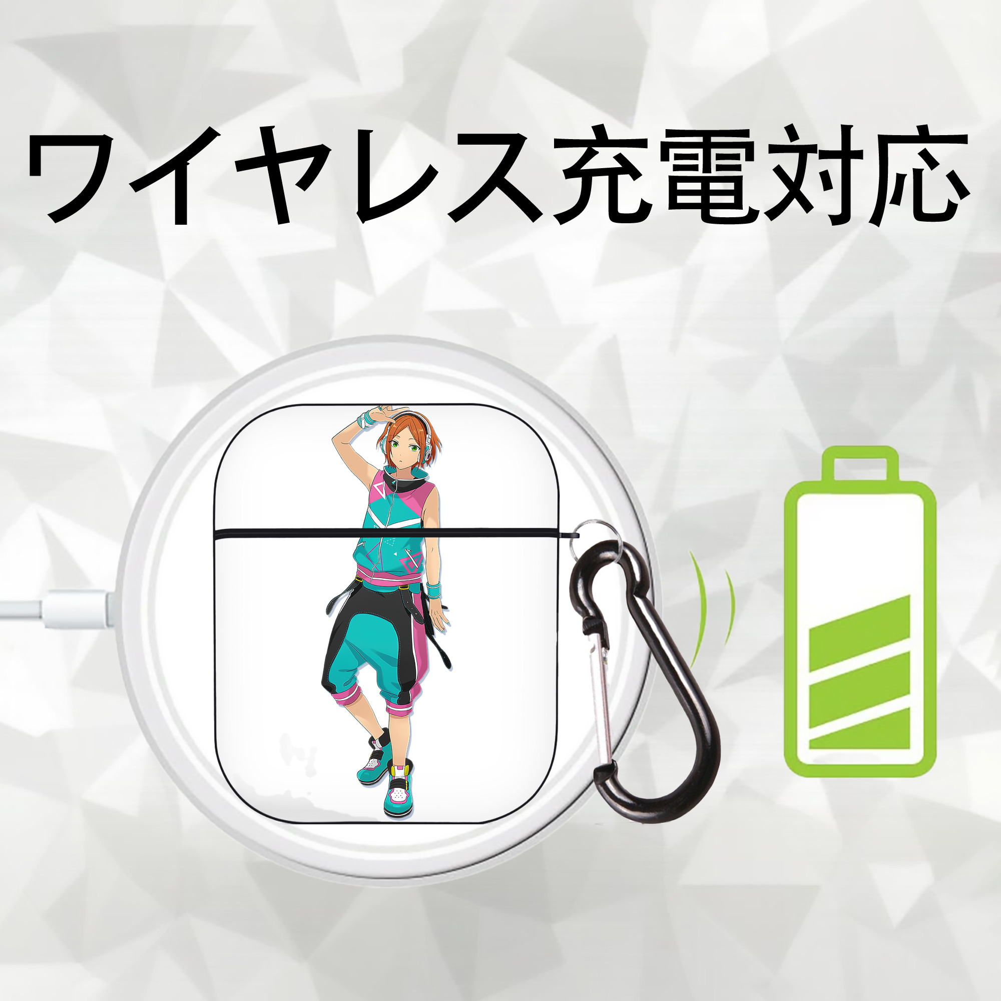 あんさんぶるスターズ! Ensemble Stars AirPods 第2世代保護ケース ハードシェル ブラック 耐衝撃・防指紋・カラビナ付き