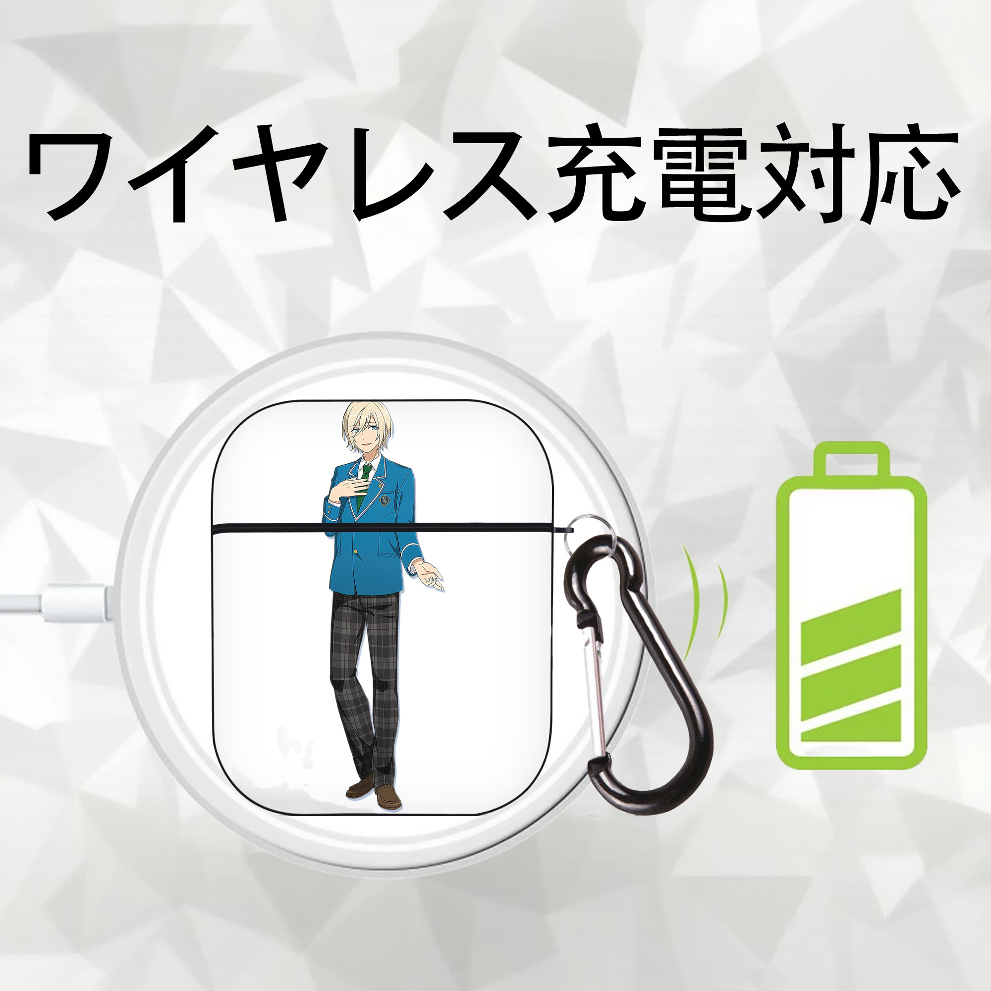 あんさんぶるスターズ! Ensemble Stars AirPods 第2世代保護ケース ハードシェル ブラック 耐衝撃・防指紋・カラビナ付き