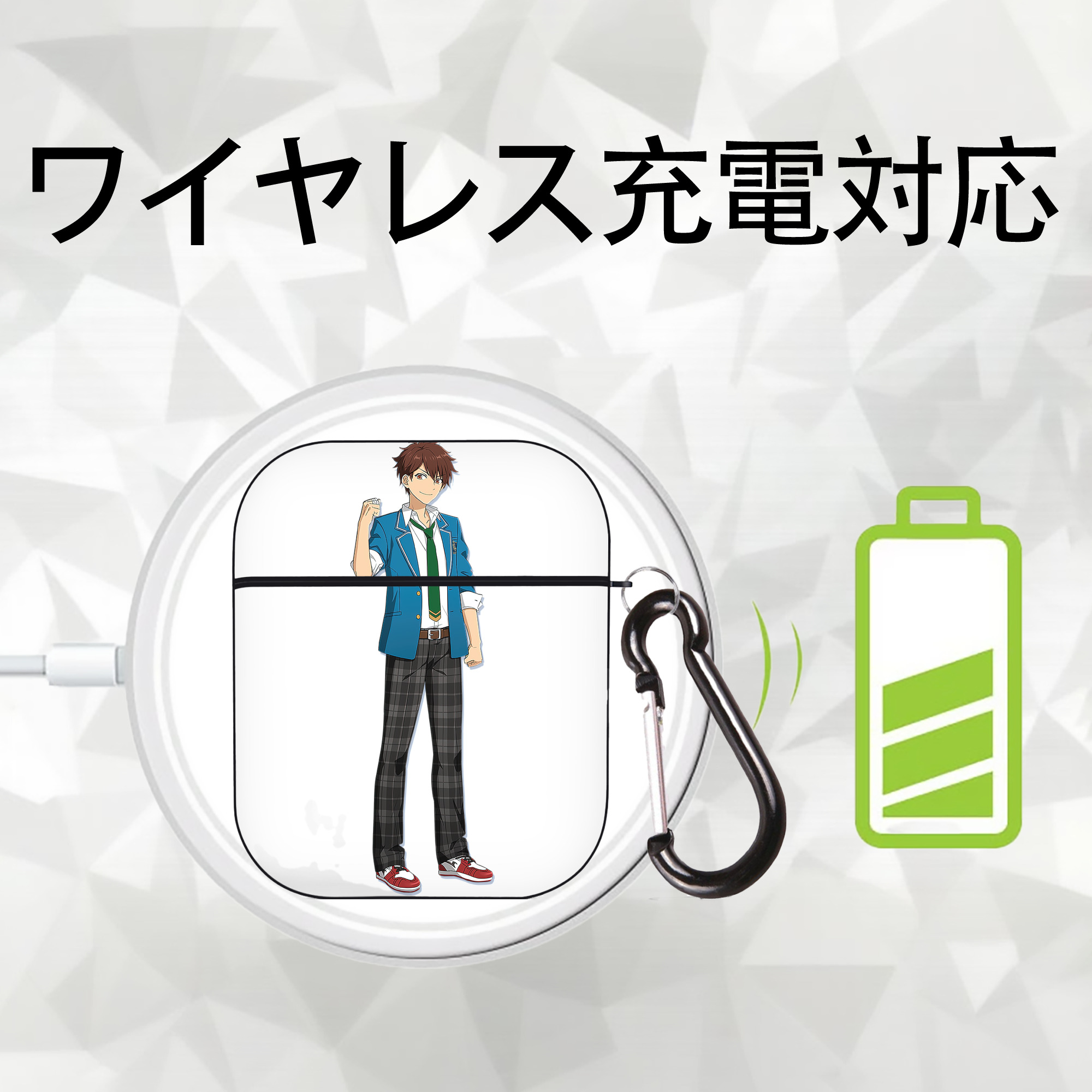 あんさんぶるスターズ! Ensemble Stars AirPods 第2世代保護ケース ハードシェル ブラック 耐衝撃・防指紋・カラビナ付き