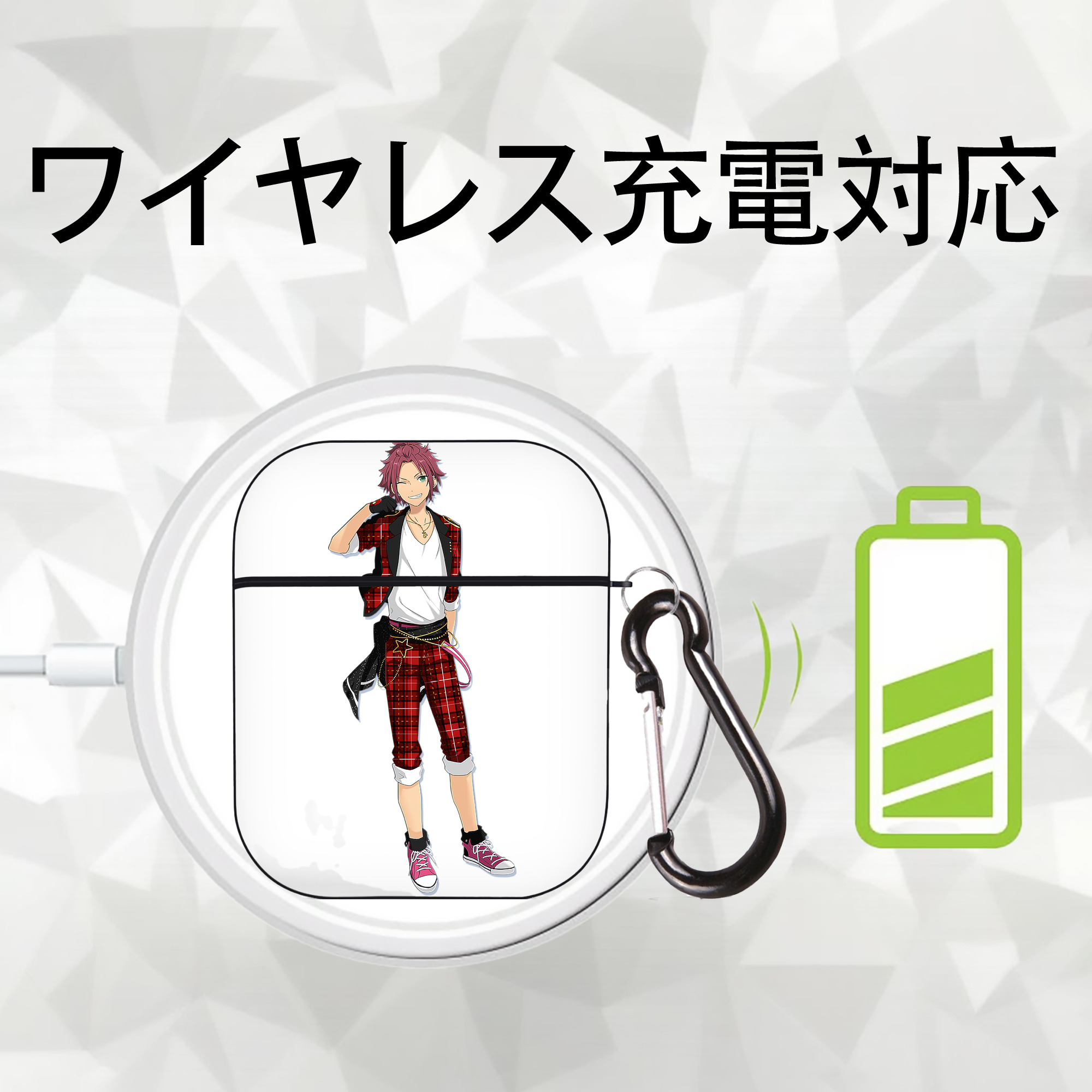 あんさんぶるスターズ! Ensemble Stars AirPods 第2世代保護ケース ハードシェル ブラック 耐衝撃・防指紋・カラビナ付き