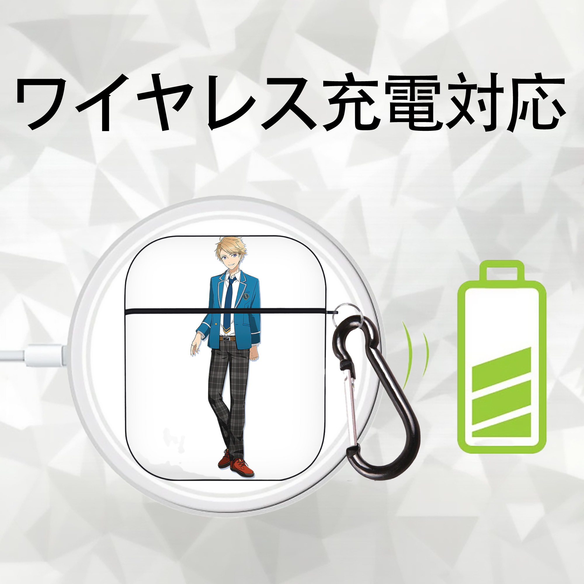 あんさんぶるスターズ! Ensemble Stars AirPods 第2世代保護ケース ハードシェル ブラック 耐衝撃・防指紋・カラビナ付き