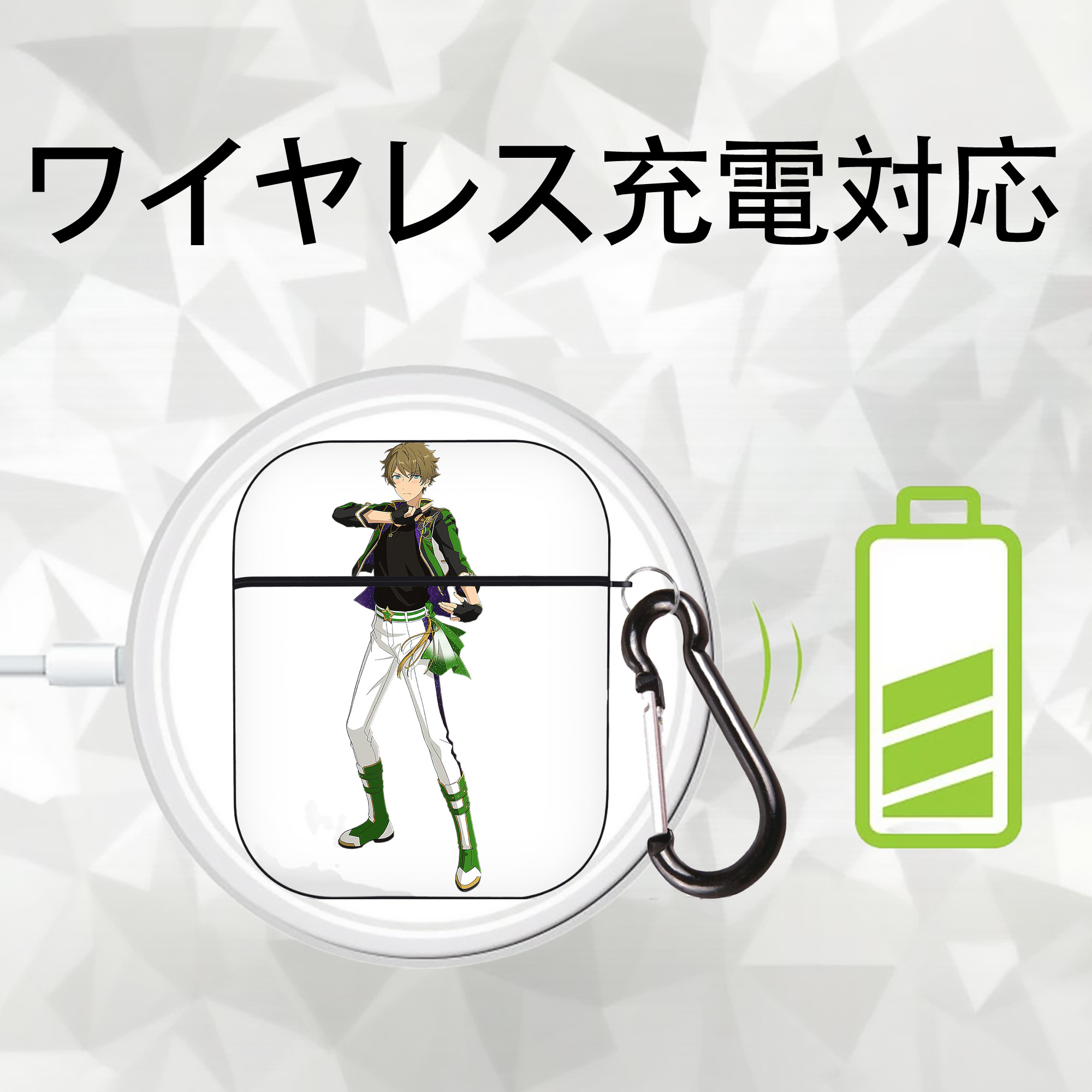あんさんぶるスターズ! Ensemble Stars AirPods 第2世代保護ケース ハードシェル ブラック 耐衝撃・防指紋・カラビナ付き