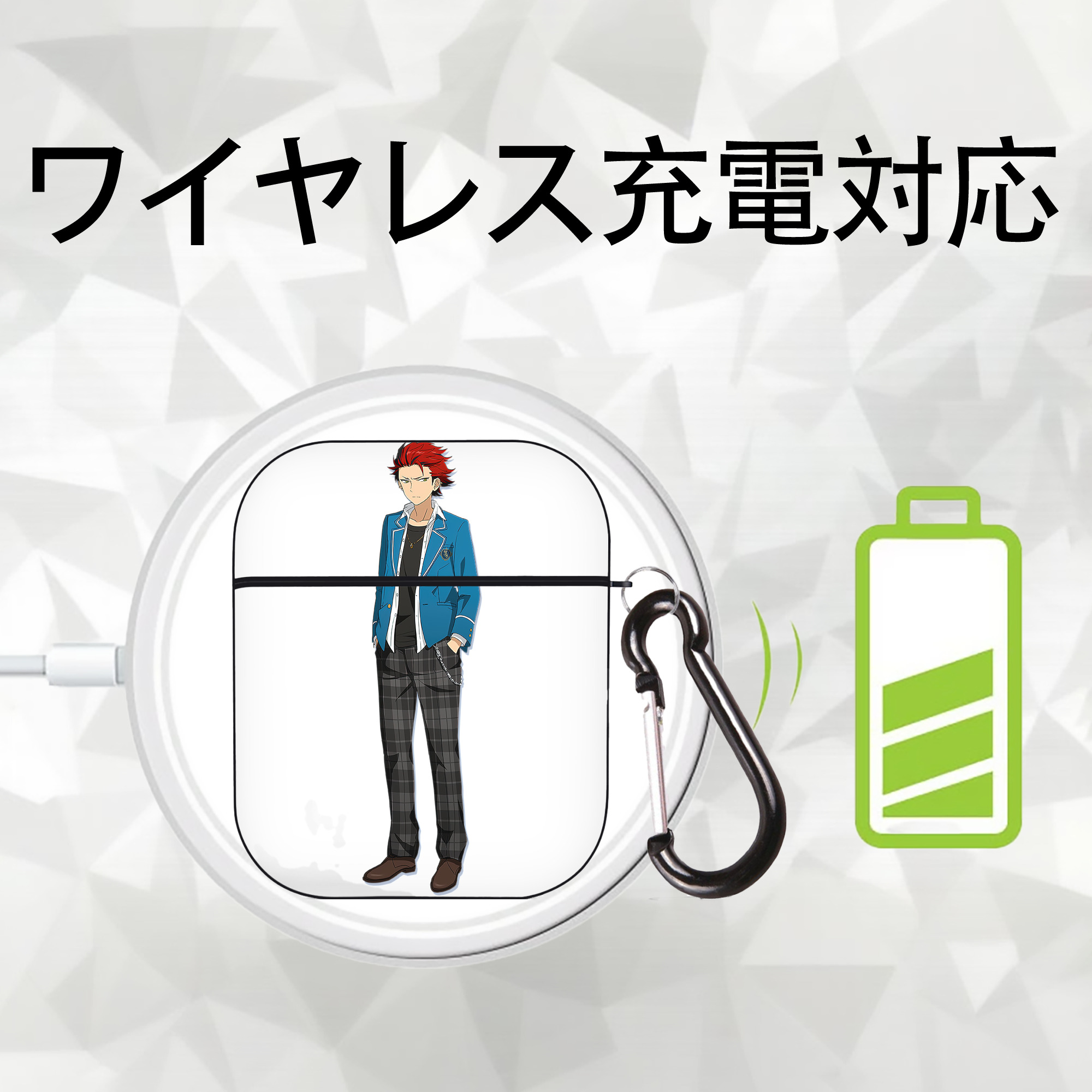 あんさんぶるスターズ! Ensemble Stars AirPods 第2世代保護ケース ハードシェル ブラック 耐衝撃・防指紋・カラビナ付き