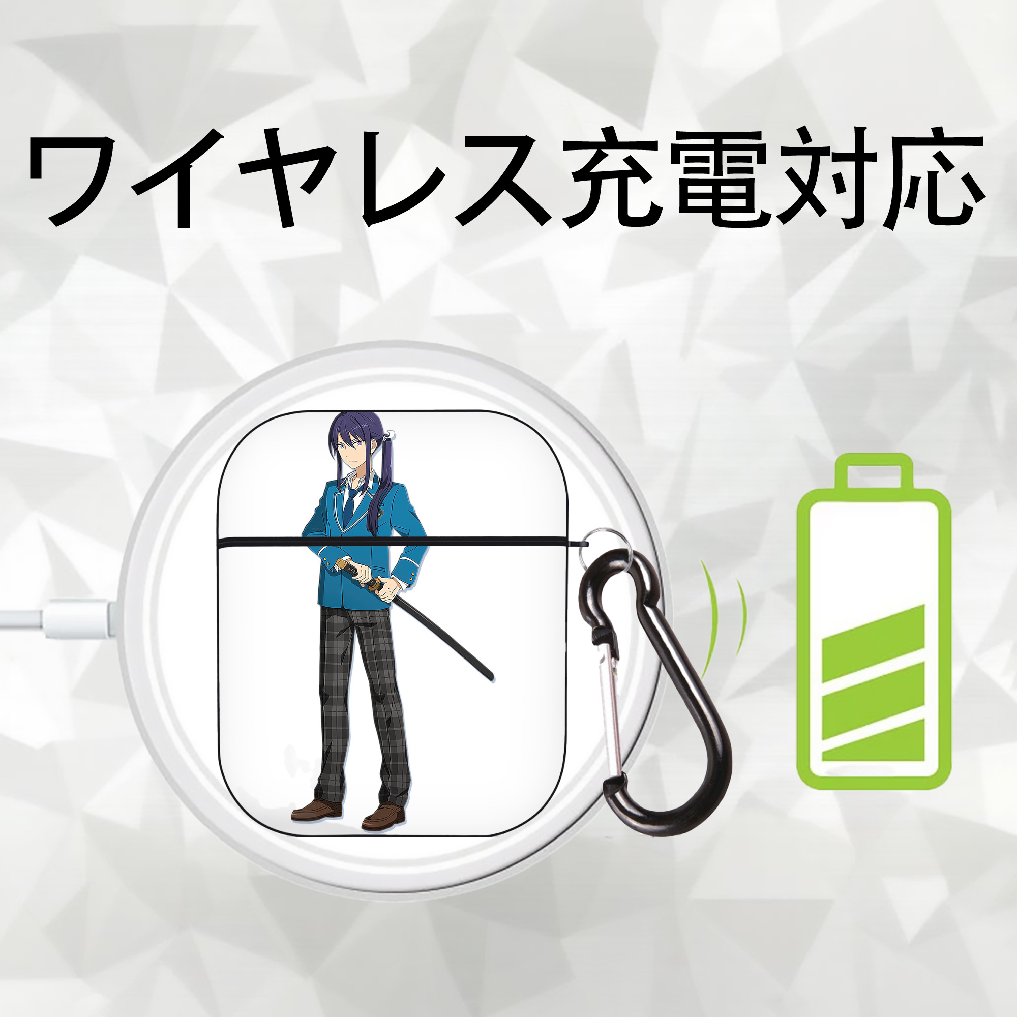あんさんぶるスターズ! Ensemble Stars AirPods 第2世代保護ケース ハードシェル ブラック 耐衝撃・防指紋・カラビナ付き