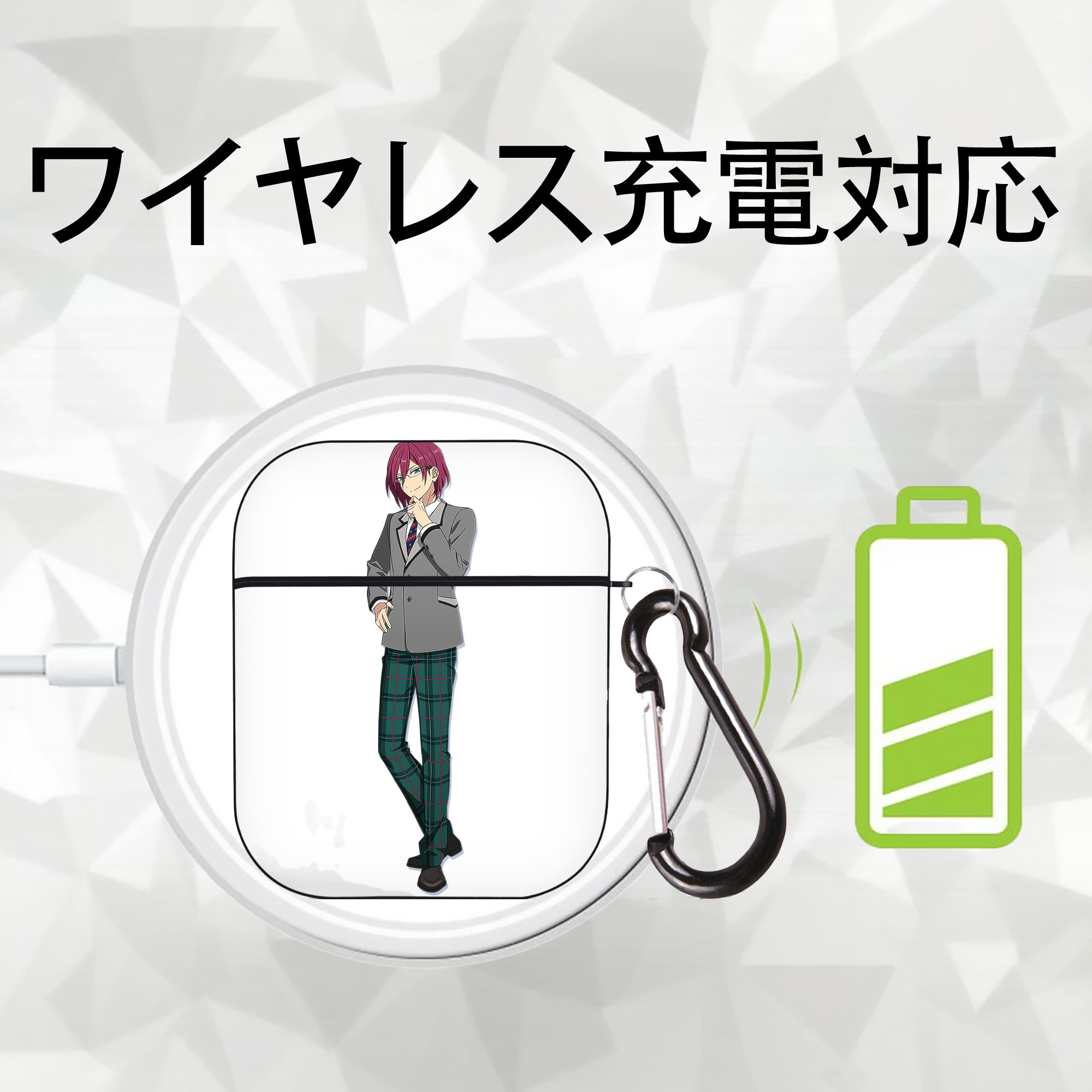 あんさんぶるスターズ! Ensemble Stars AirPods 第2世代保護ケース ハードシェル ブラック 耐衝撃・防指紋・カラビナ付き