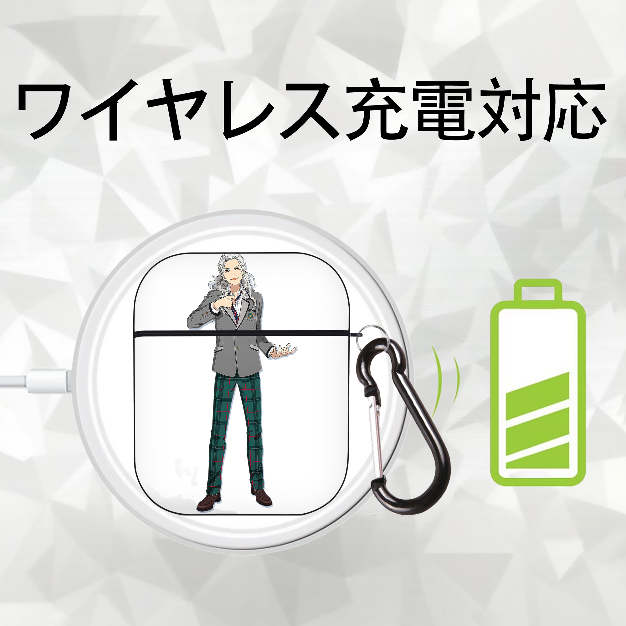 あんさんぶるスターズ! Ensemble Stars AirPods 第2世代保護ケース ハードシェル ブラック 耐衝撃・防指紋・カラビナ付き