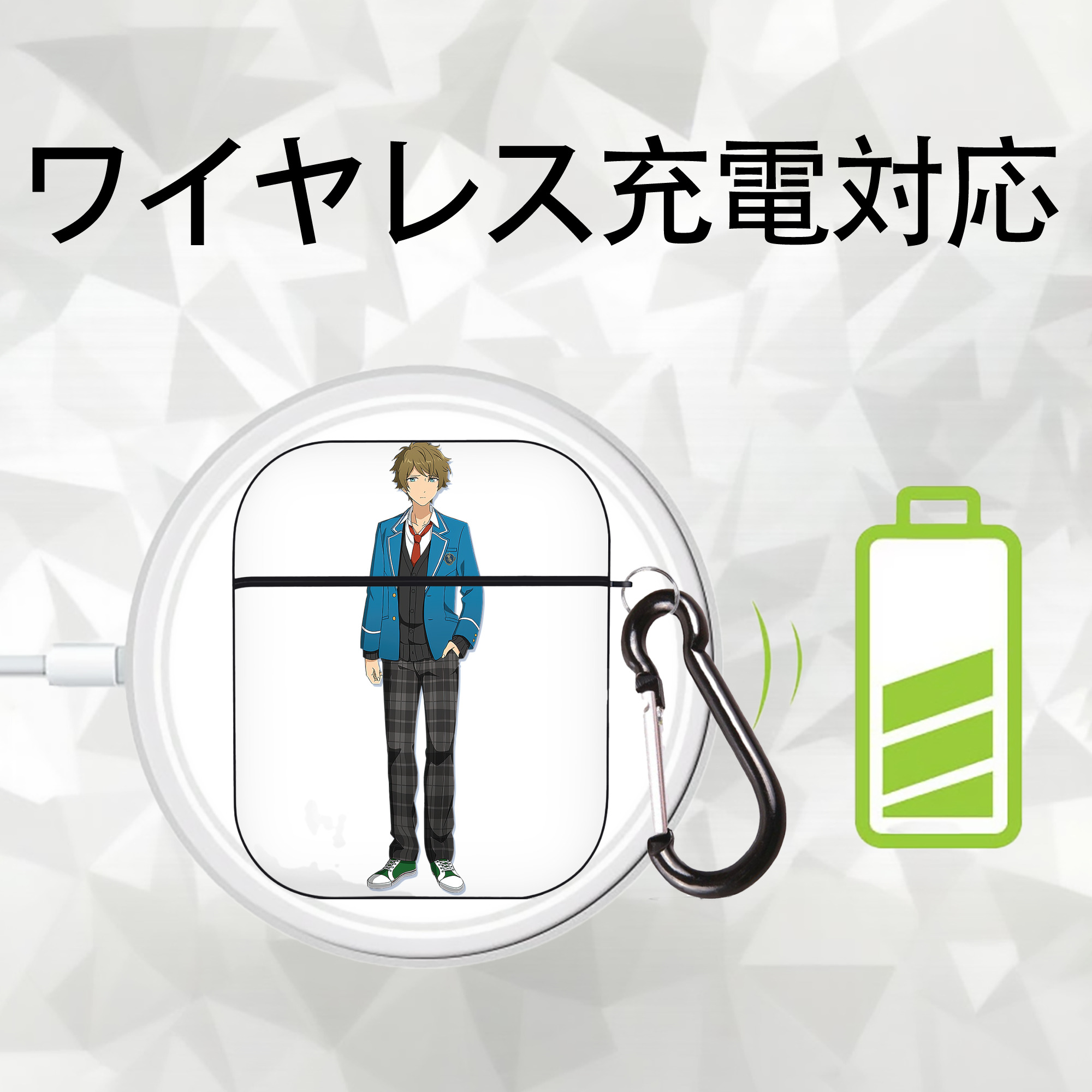 あんさんぶるスターズ! Ensemble Stars AirPods 第2世代保護ケース ハードシェル ブラック 耐衝撃・防指紋・カラビナ付き