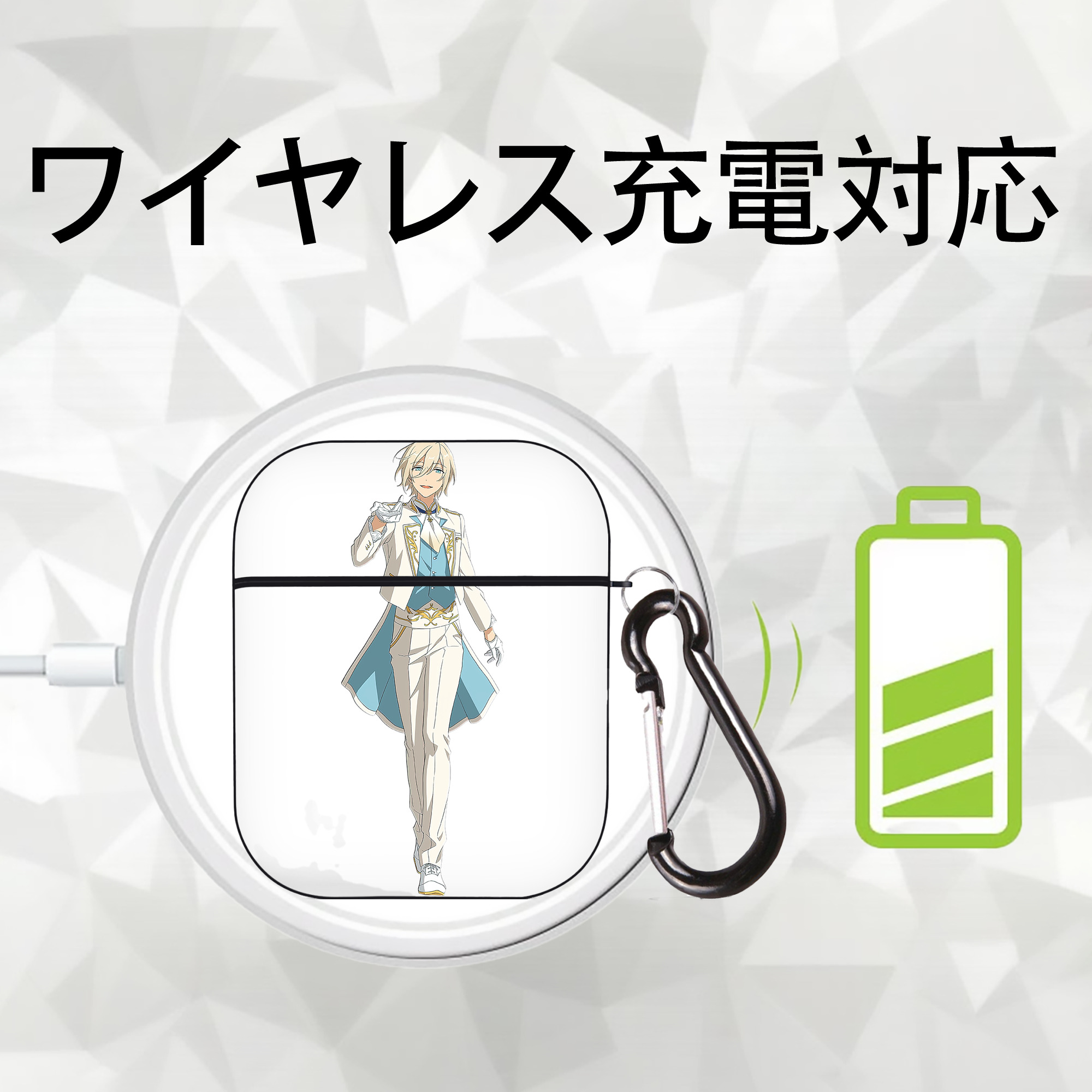 あんさんぶるスターズ! Ensemble Stars AirPods 第2世代保護ケース ハードシェル ブラック 耐衝撃・防指紋・カラビナ付き