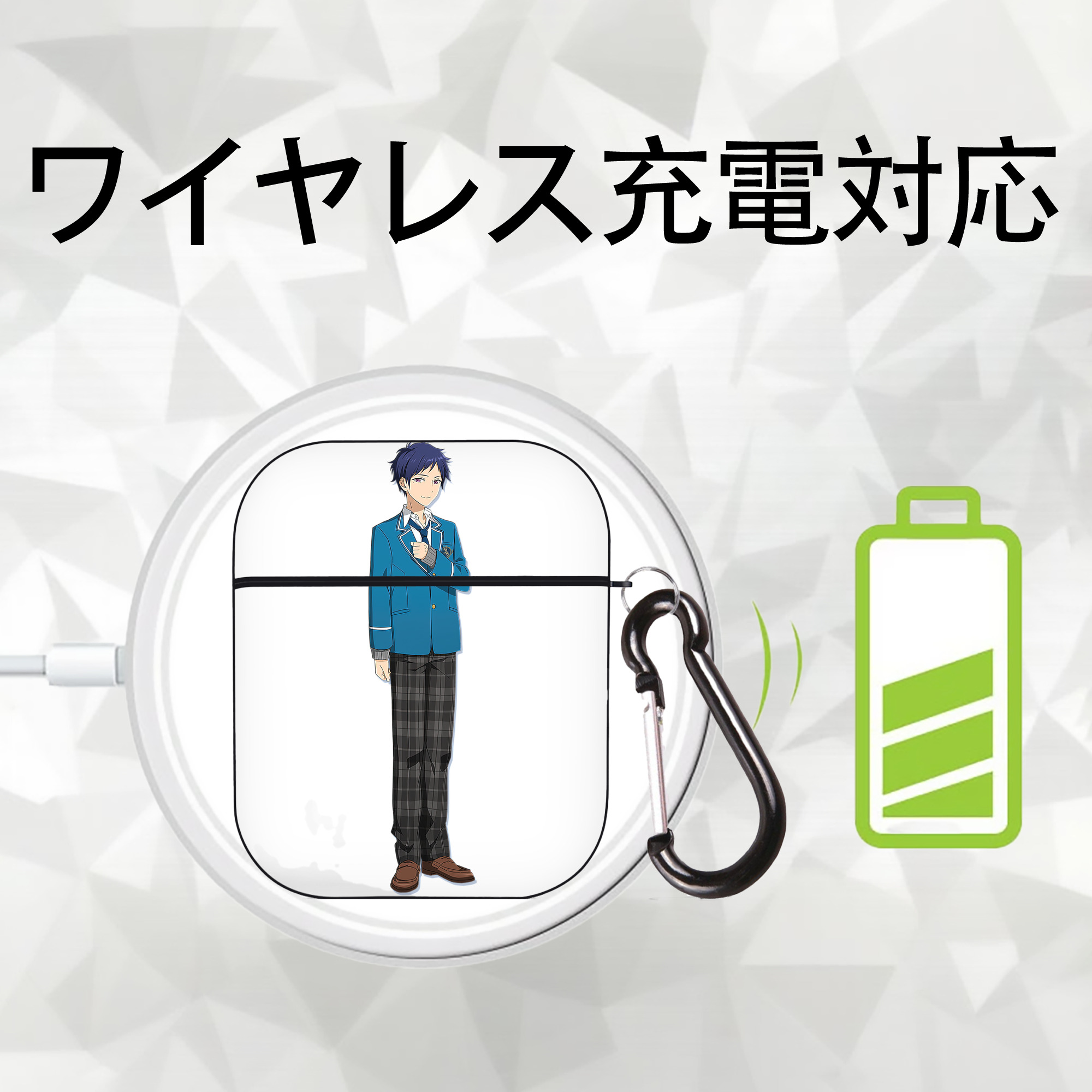 あんさんぶるスターズ! Ensemble Stars AirPods 第2世代保護ケース ハードシェル ブラック 耐衝撃・防指紋・カラビナ付き