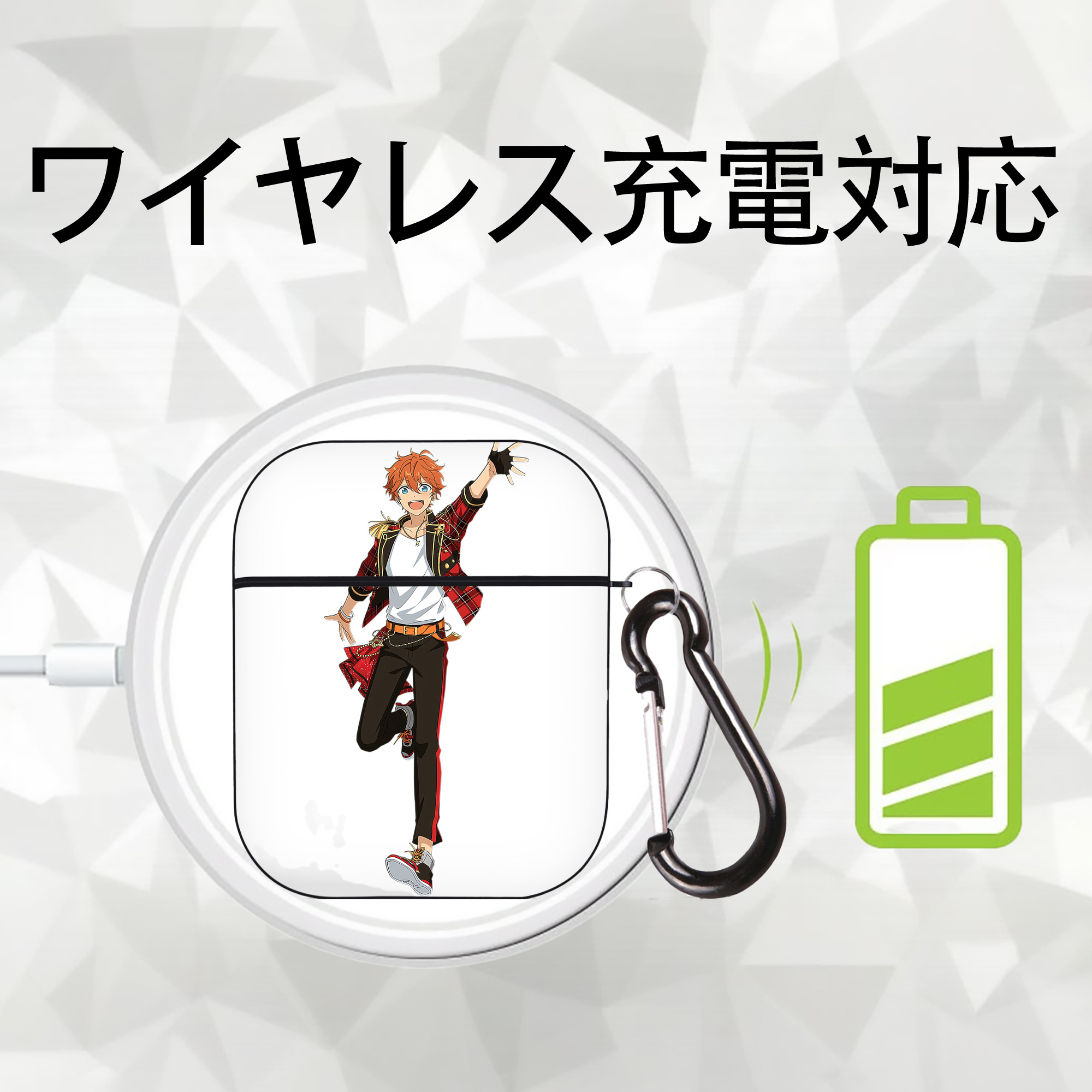 あんさんぶるスターズ! Ensemble Stars AirPods 第2世代保護ケース ハードシェル ブラック 耐衝撃・防指紋・カラビナ付き