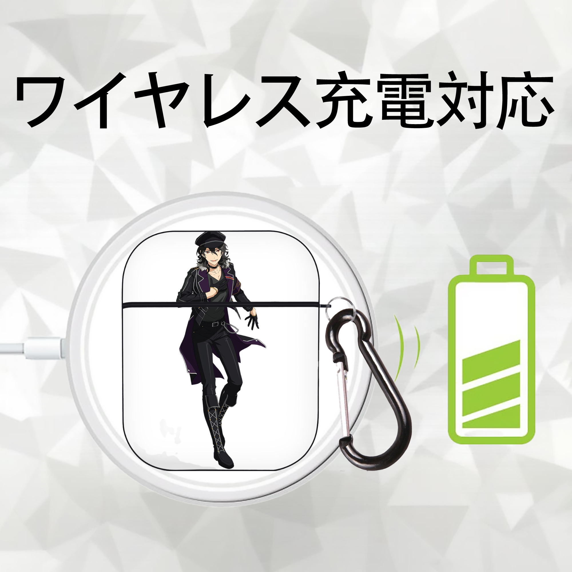 あんさんぶるスターズ! Ensemble Stars AirPods 第2世代保護ケース ハードシェル ブラック 耐衝撃・防指紋・カラビナ付き