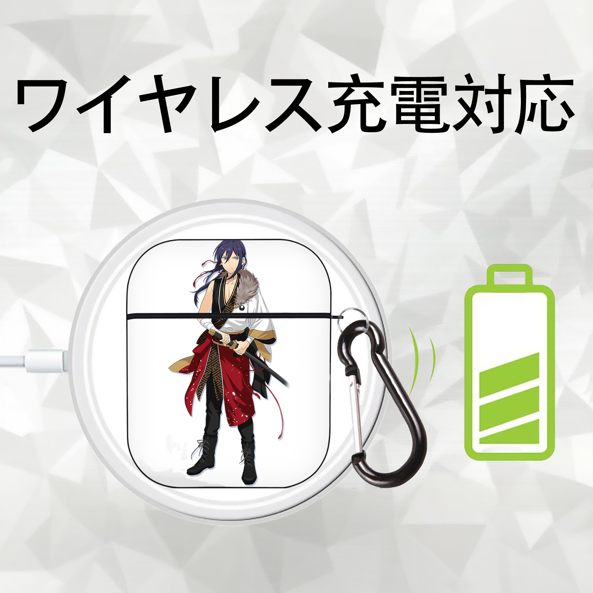 あんさんぶるスターズ! Ensemble Stars AirPods 第2世代保護ケース ハードシェル ブラック 耐衝撃・防指紋・カラビナ付き
