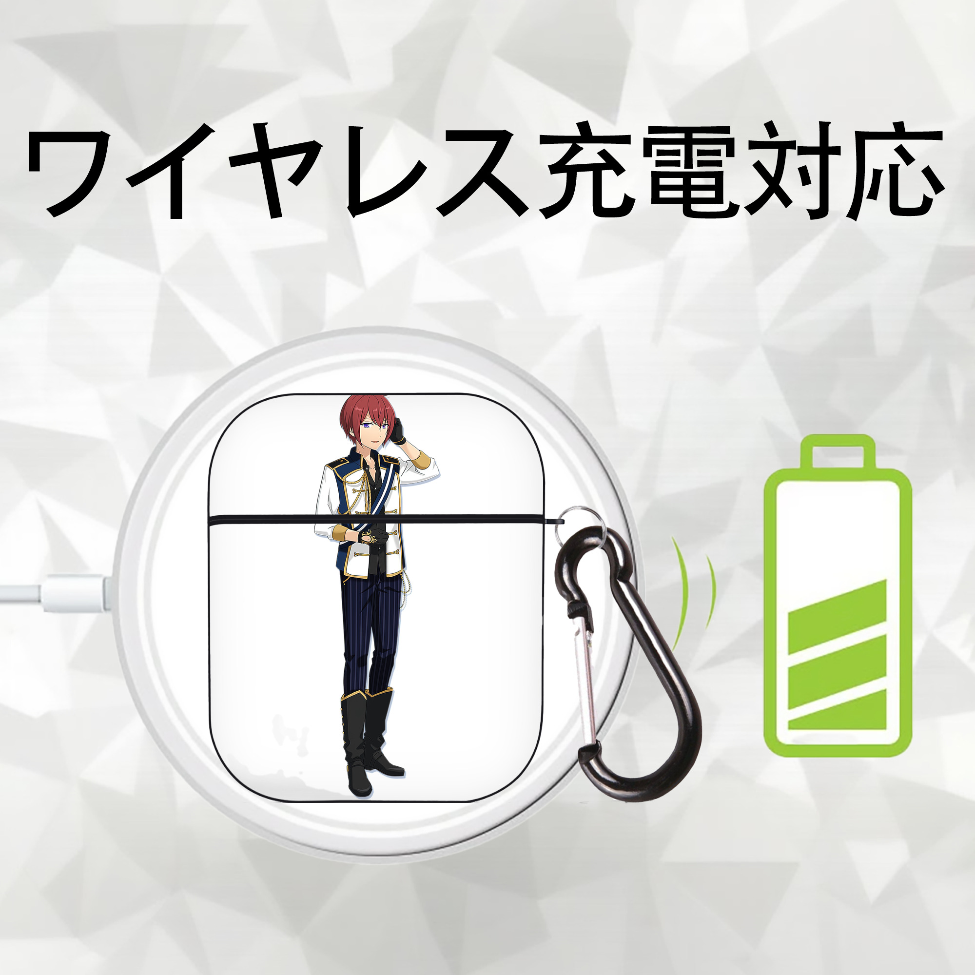 あんさんぶるスターズ! Ensemble Stars AirPods 第2世代保護ケース ハードシェル ブラック 耐衝撃・防指紋・カラビナ付き