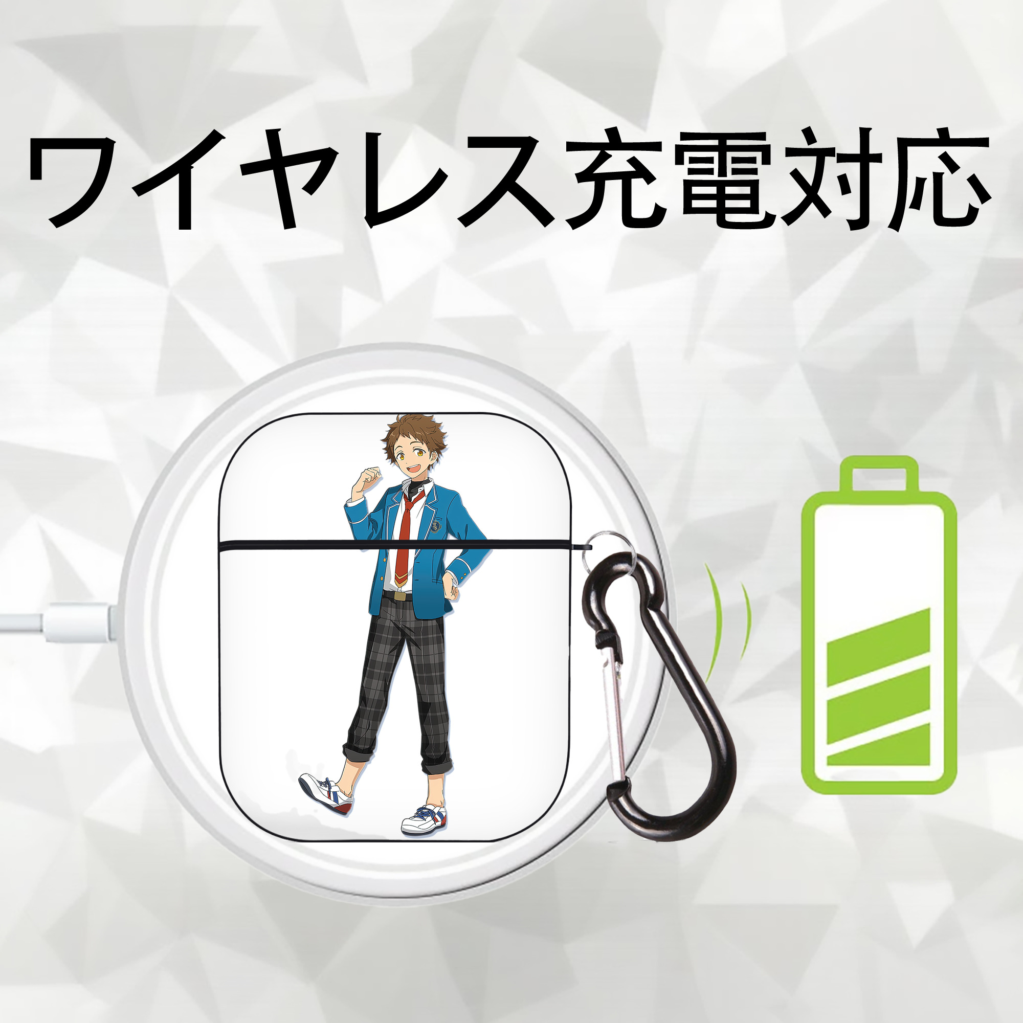 あんさんぶるスターズ! Ensemble Stars AirPods 第2世代保護ケース ハードシェル ブラック 耐衝撃・防指紋・カラビナ付き