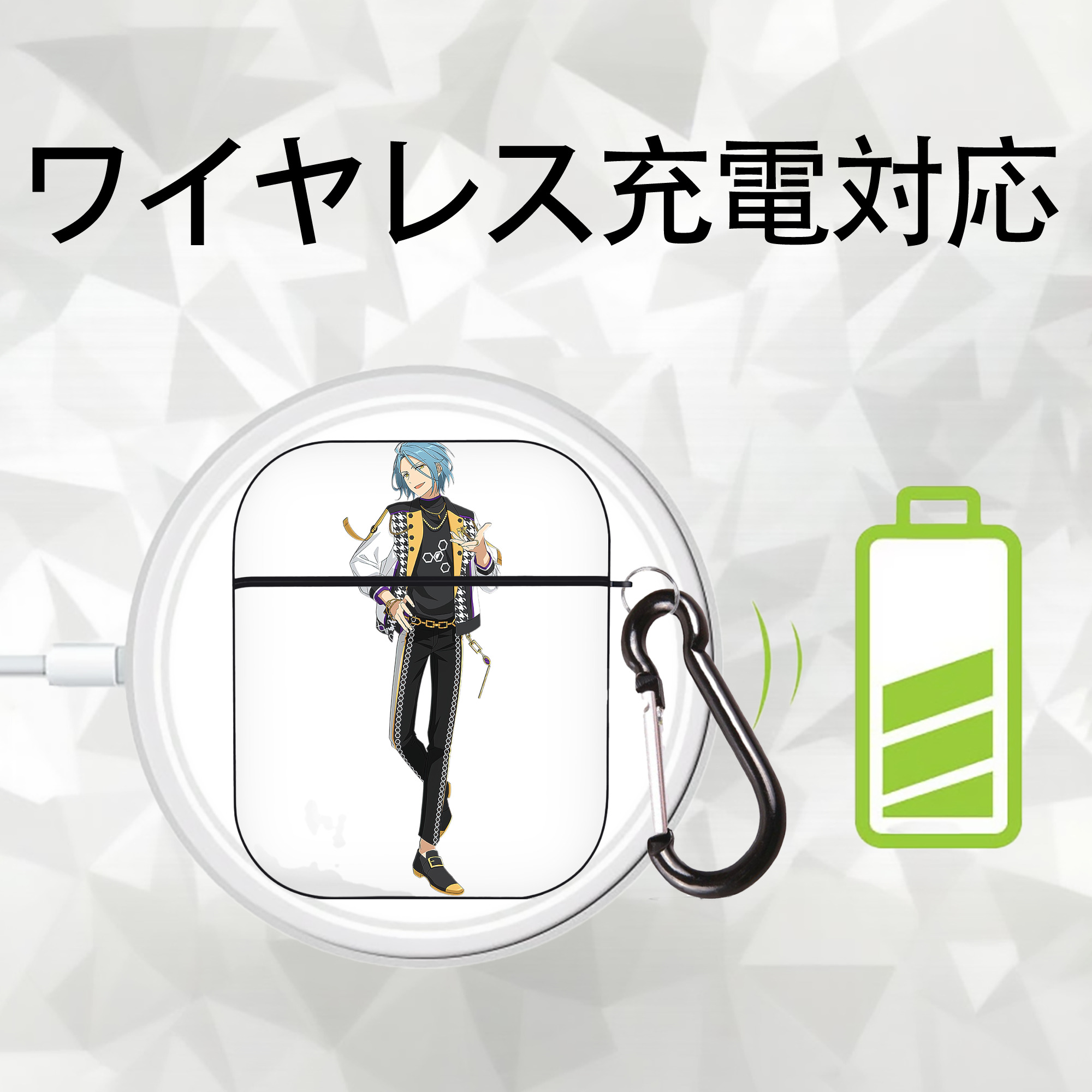 あんさんぶるスターズ! Ensemble Stars AirPods 第2世代保護ケース ハードシェル ブラック 耐衝撃・防指紋・カラビナ付き