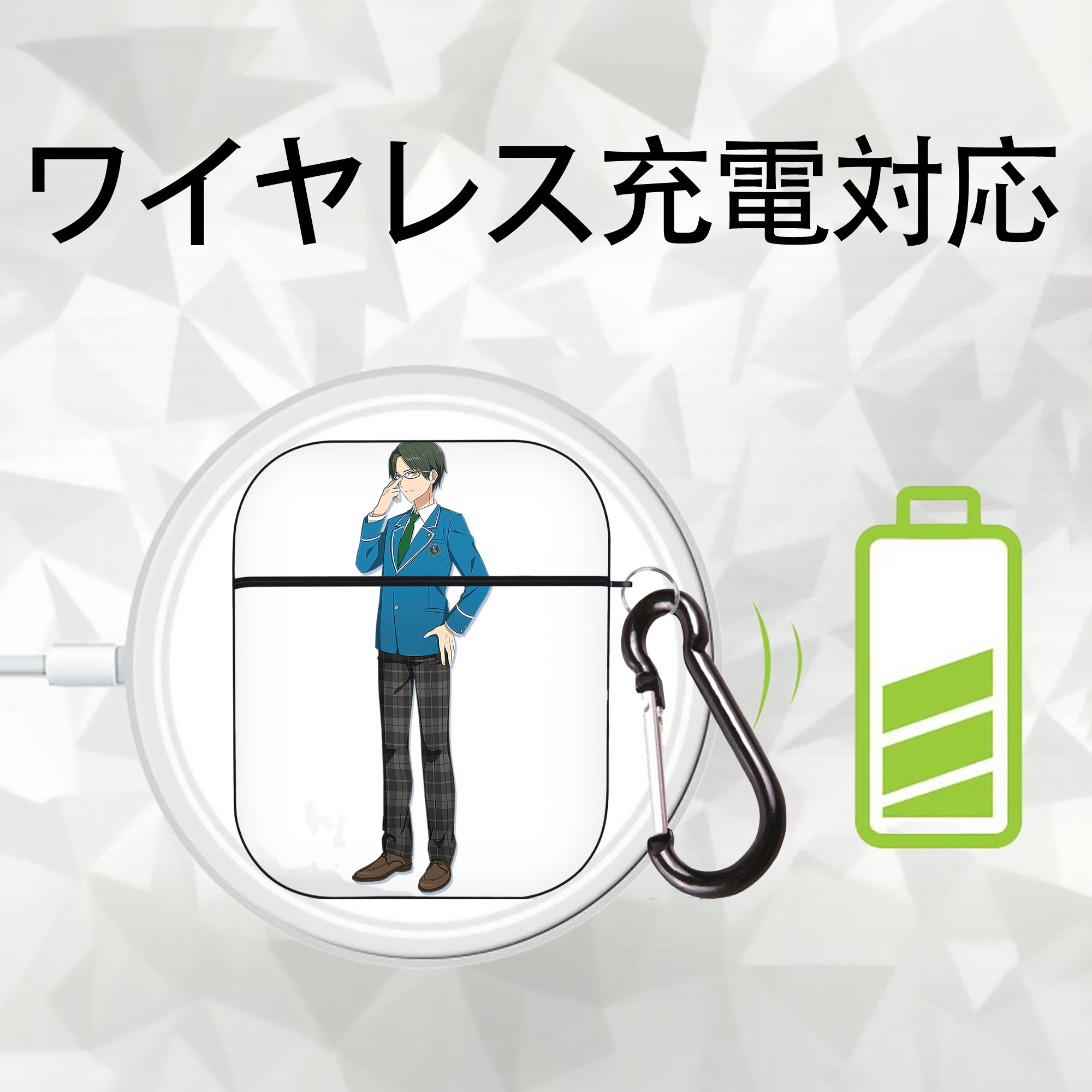 あんさんぶるスターズ! Ensemble Stars AirPods 第2世代保護ケース ハードシェル ブラック 耐衝撃・防指紋・カラビナ付き