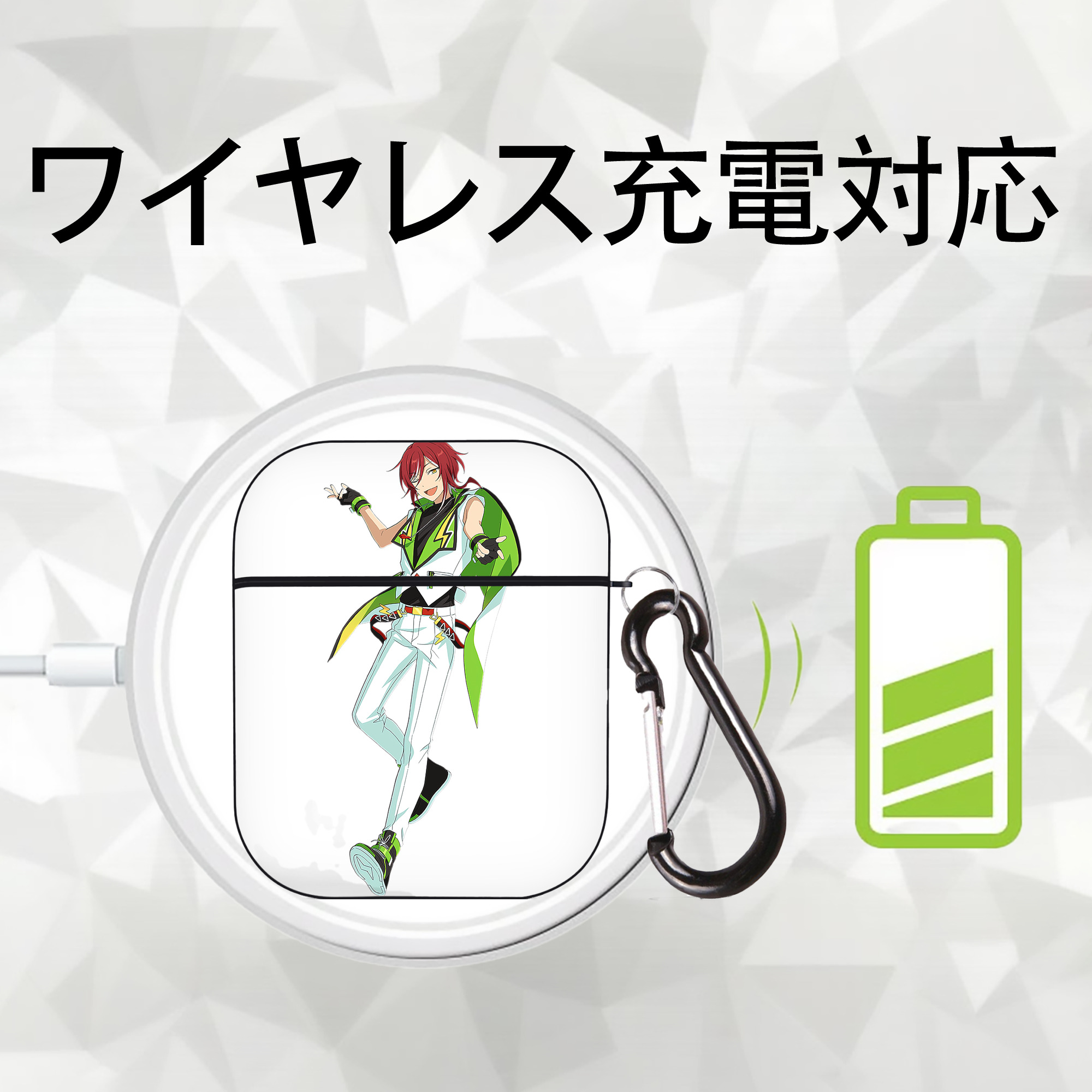 あんさんぶるスターズ! Ensemble Stars AirPods 第2世代保護ケース ハードシェル ブラック 耐衝撃・防指紋・カラビナ付き