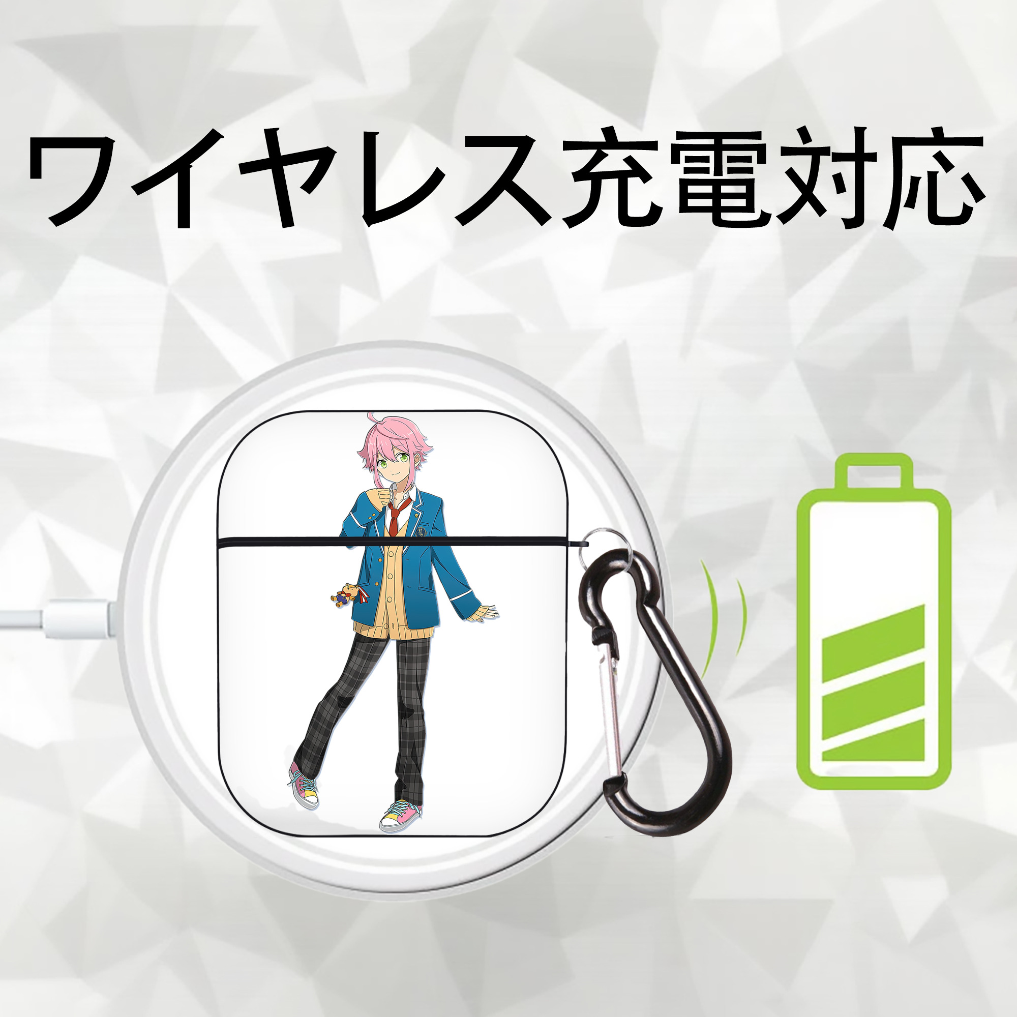 あんさんぶるスターズ! Ensemble Stars AirPods 第2世代保護ケース ハードシェル ブラック 耐衝撃・防指紋・カラビナ付き