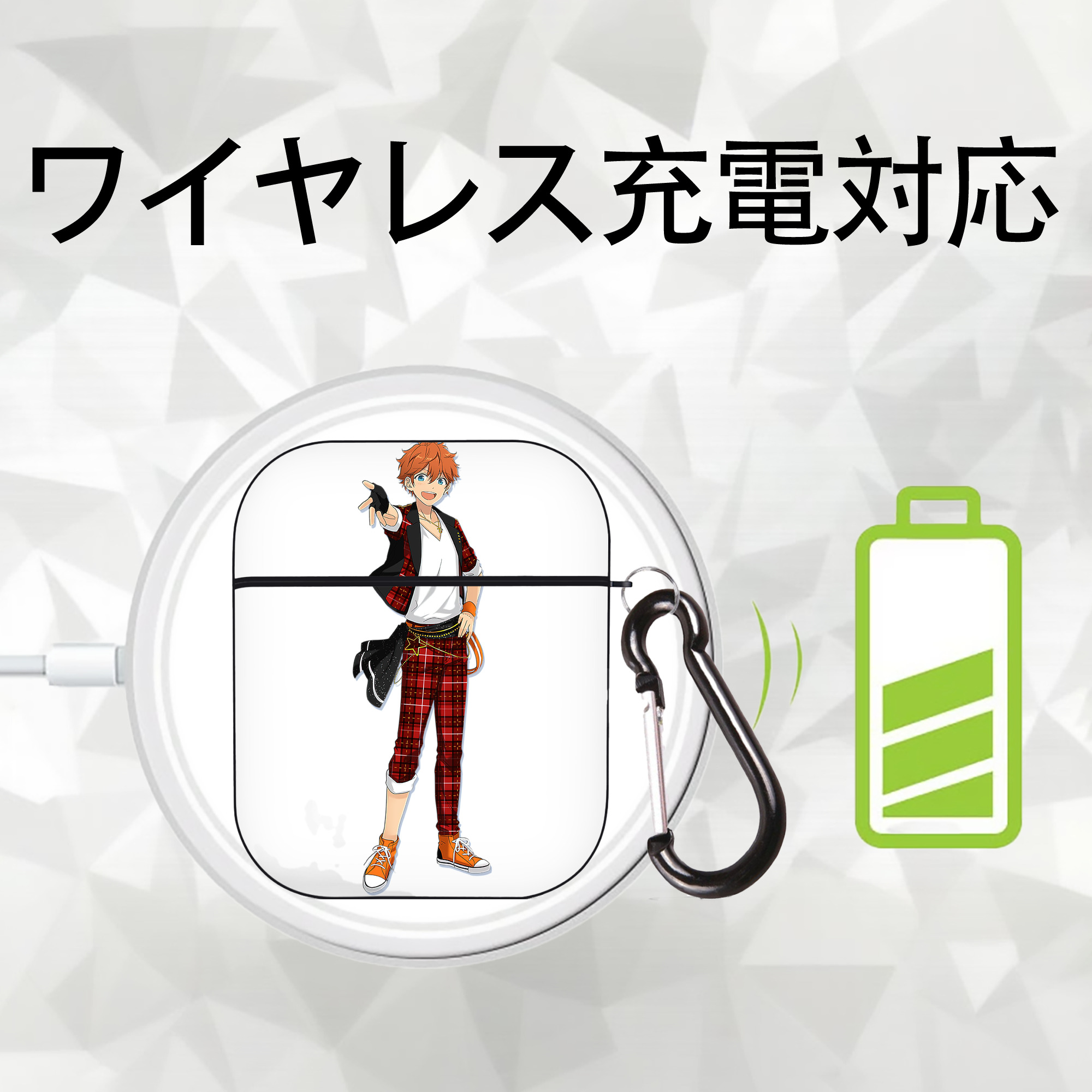 あんさんぶるスターズ! Ensemble Stars AirPods 第2世代保護ケース ハードシェル ブラック 耐衝撃・防指紋・カラビナ付き
