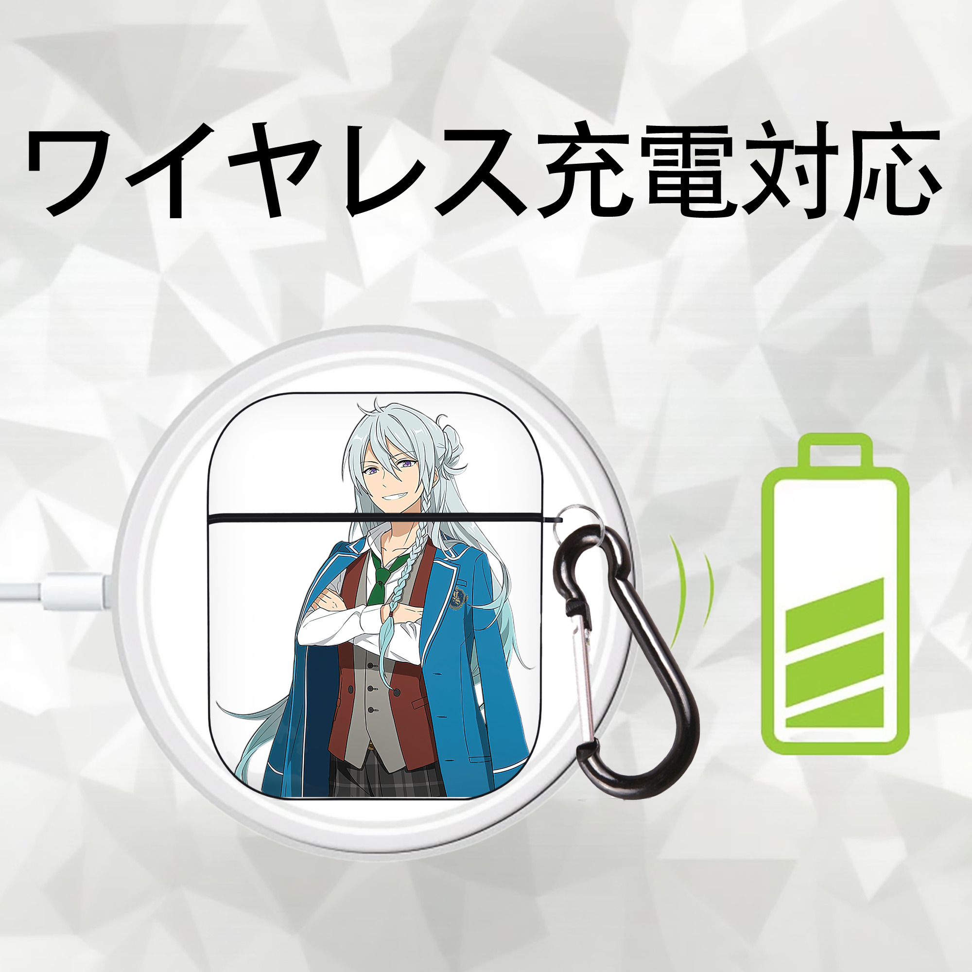 あんさんぶるスターズ! Ensemble Stars AirPods 第2世代保護ケース ハードシェル ブラック 耐衝撃・防指紋・カラビナ付き