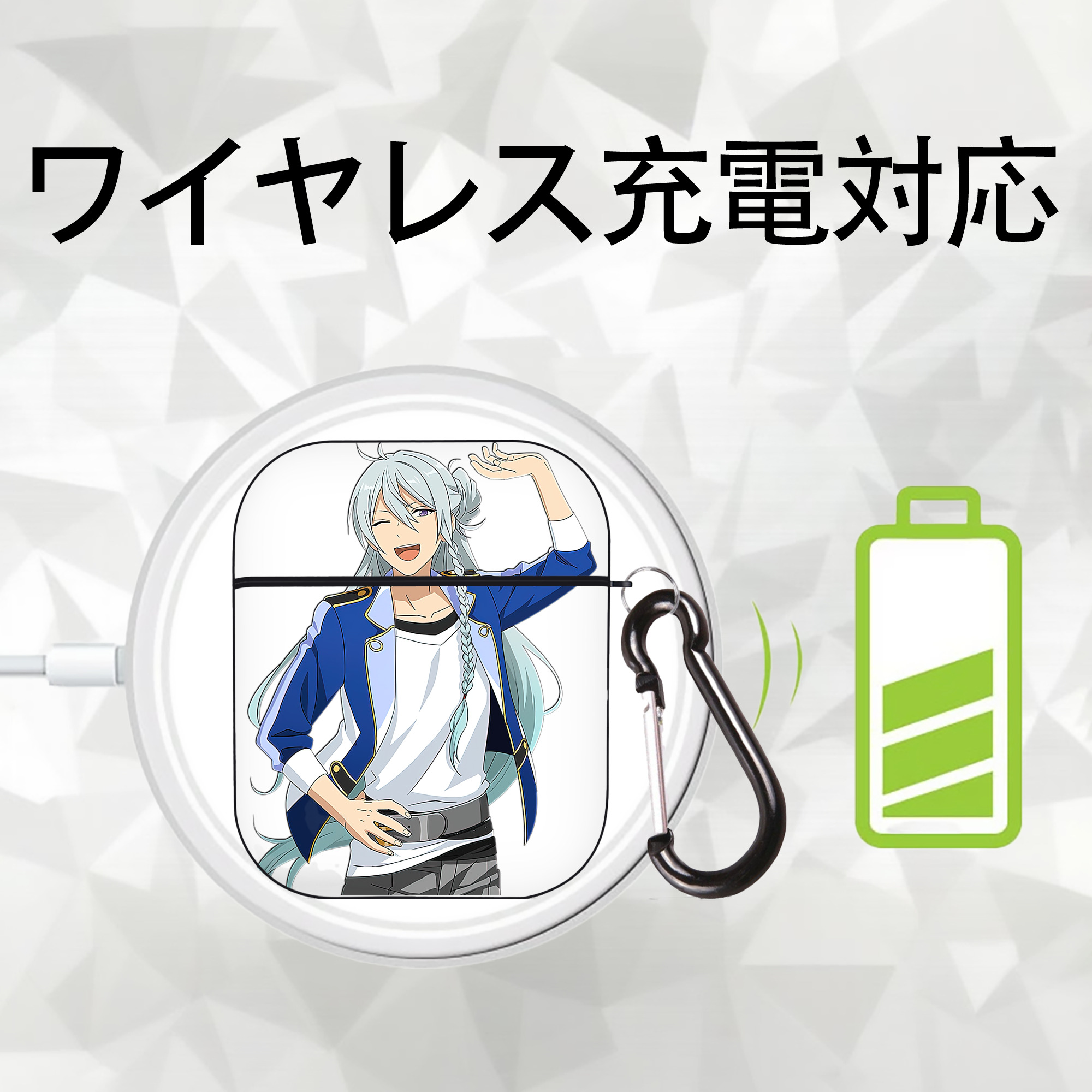 あんさんぶるスターズ! Ensemble Stars AirPods 第2世代保護ケース ハードシェル ブラック 耐衝撃・防指紋・カラビナ付き