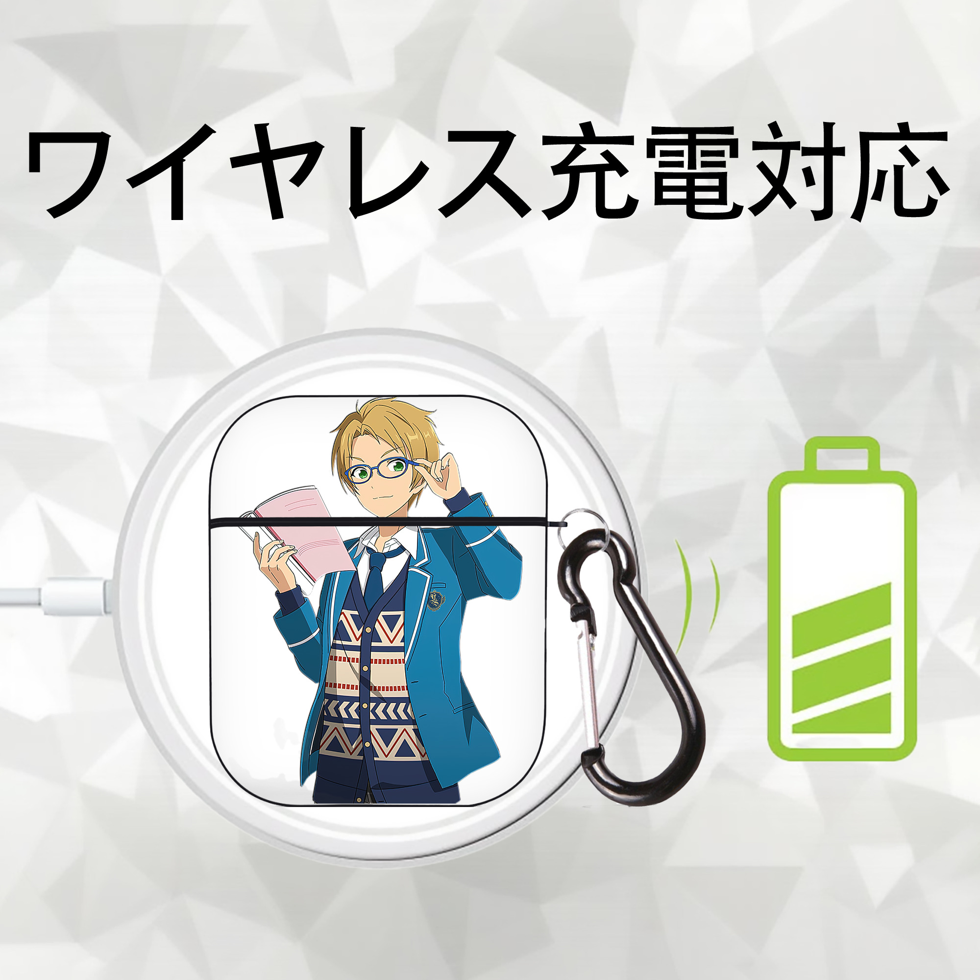 あんさんぶるスターズ! Ensemble Stars AirPods 第2世代保護ケース ハードシェル ブラック 耐衝撃・防指紋・カラビナ付き