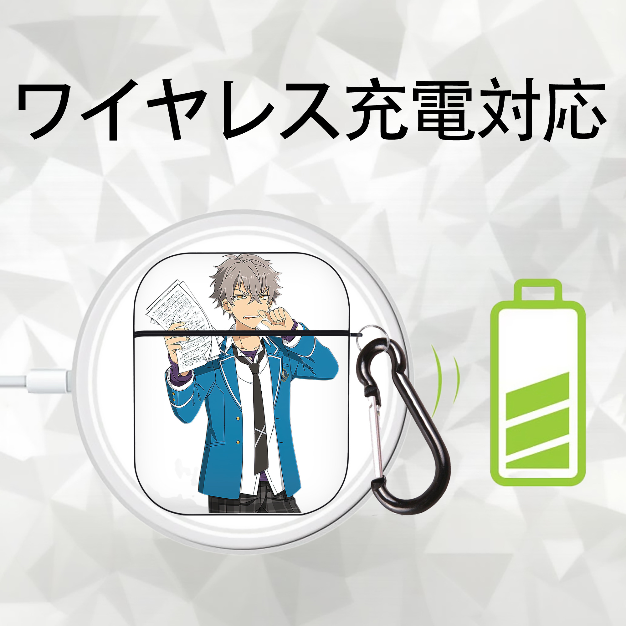 あんさんぶるスターズ! Ensemble Stars AirPods 第2世代保護ケース ハードシェル ブラック 耐衝撃・防指紋・カラビナ付き