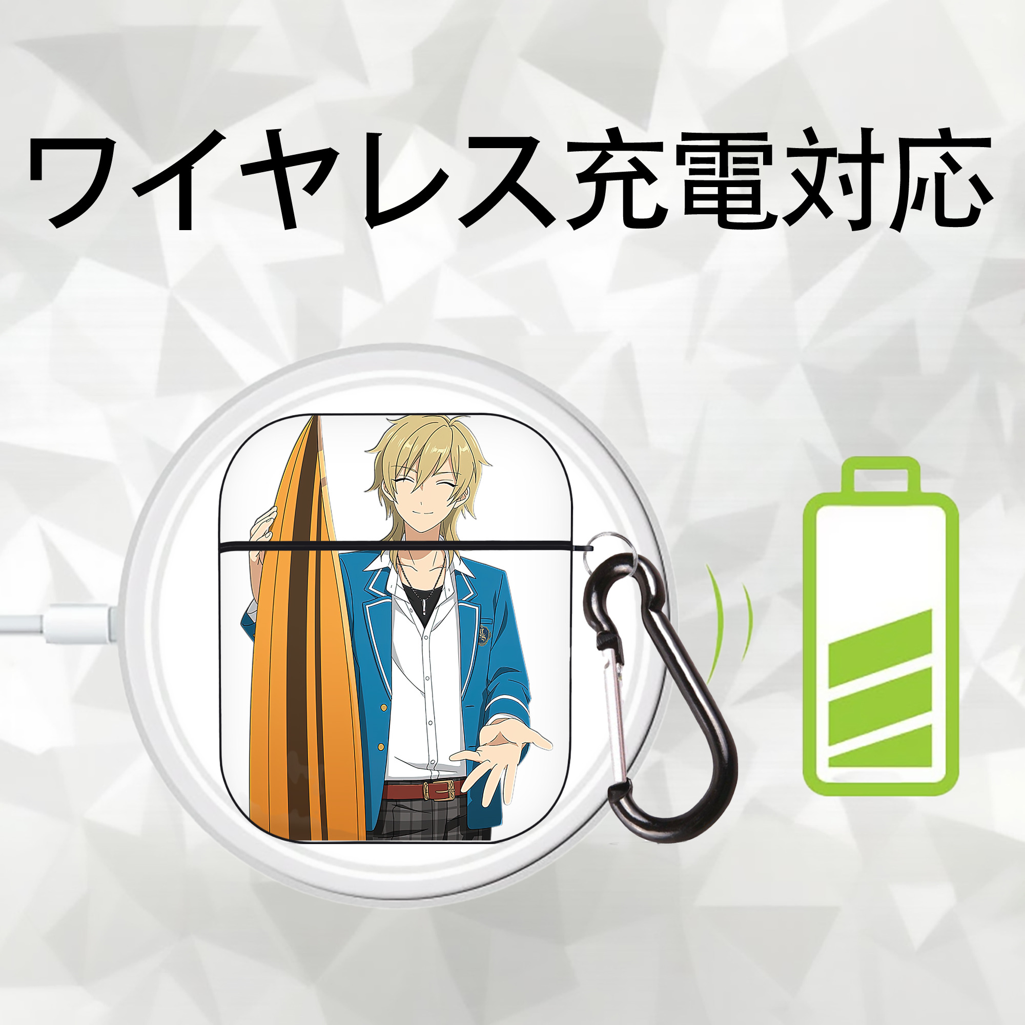 あんさんぶるスターズ! Ensemble Stars AirPods 第2世代保護ケース ハードシェル ブラック 耐衝撃・防指紋・カラビナ付き
