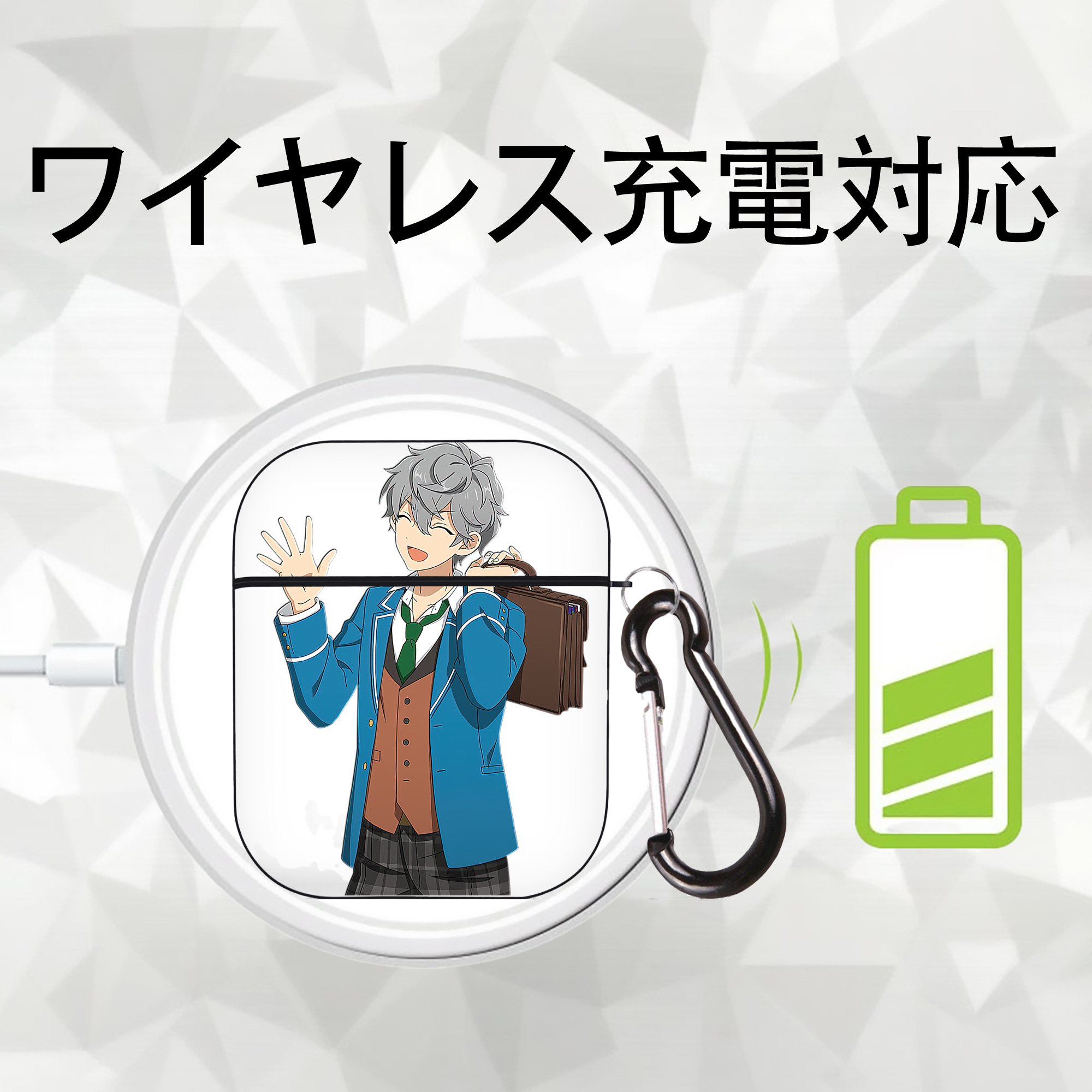 あんさんぶるスターズ! Ensemble Stars AirPods 第2世代保護ケース ハードシェル ブラック 耐衝撃・防指紋・カラビナ付き