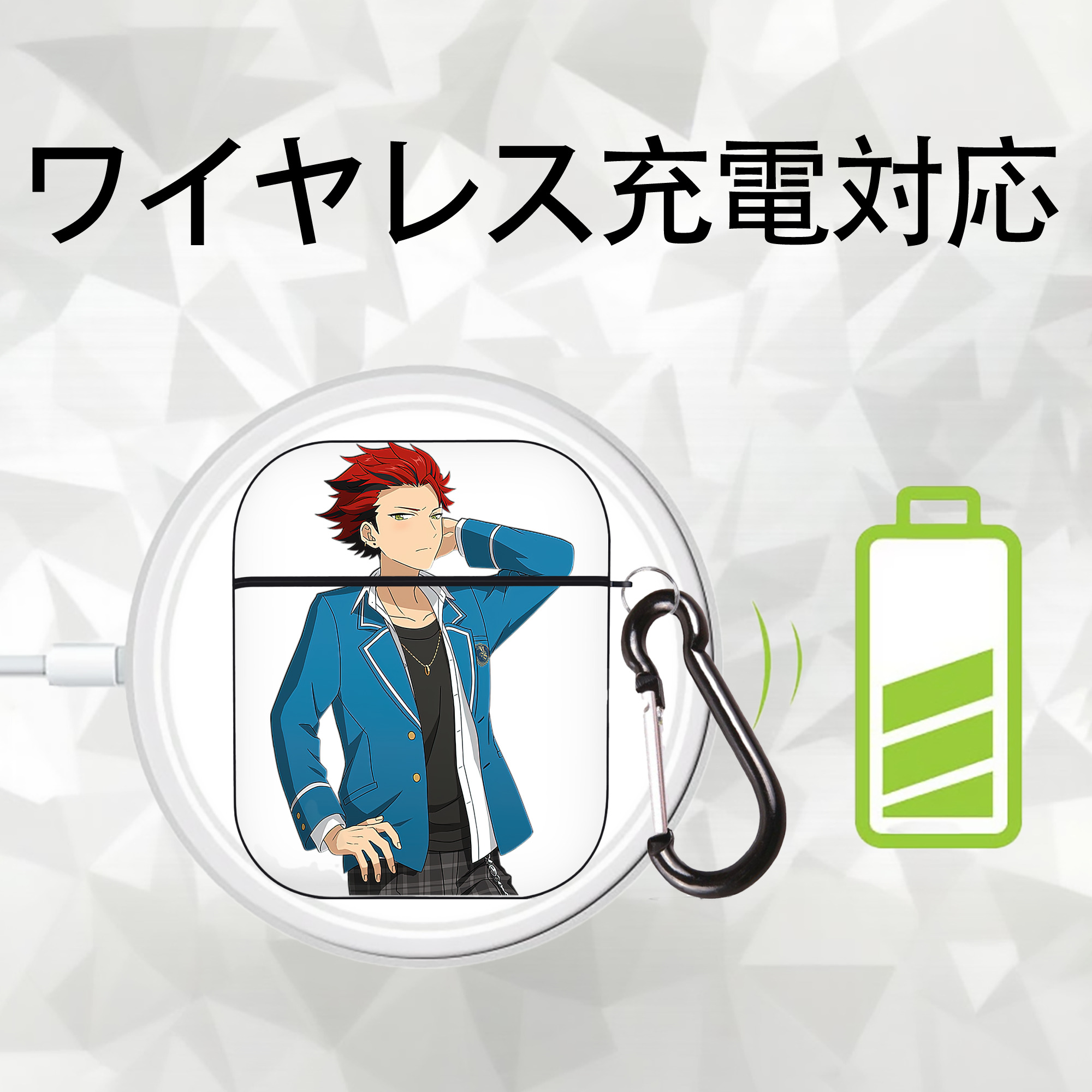 あんさんぶるスターズ! Ensemble Stars AirPods 第2世代保護ケース ハードシェル ブラック 耐衝撃・防指紋・カラビナ付き