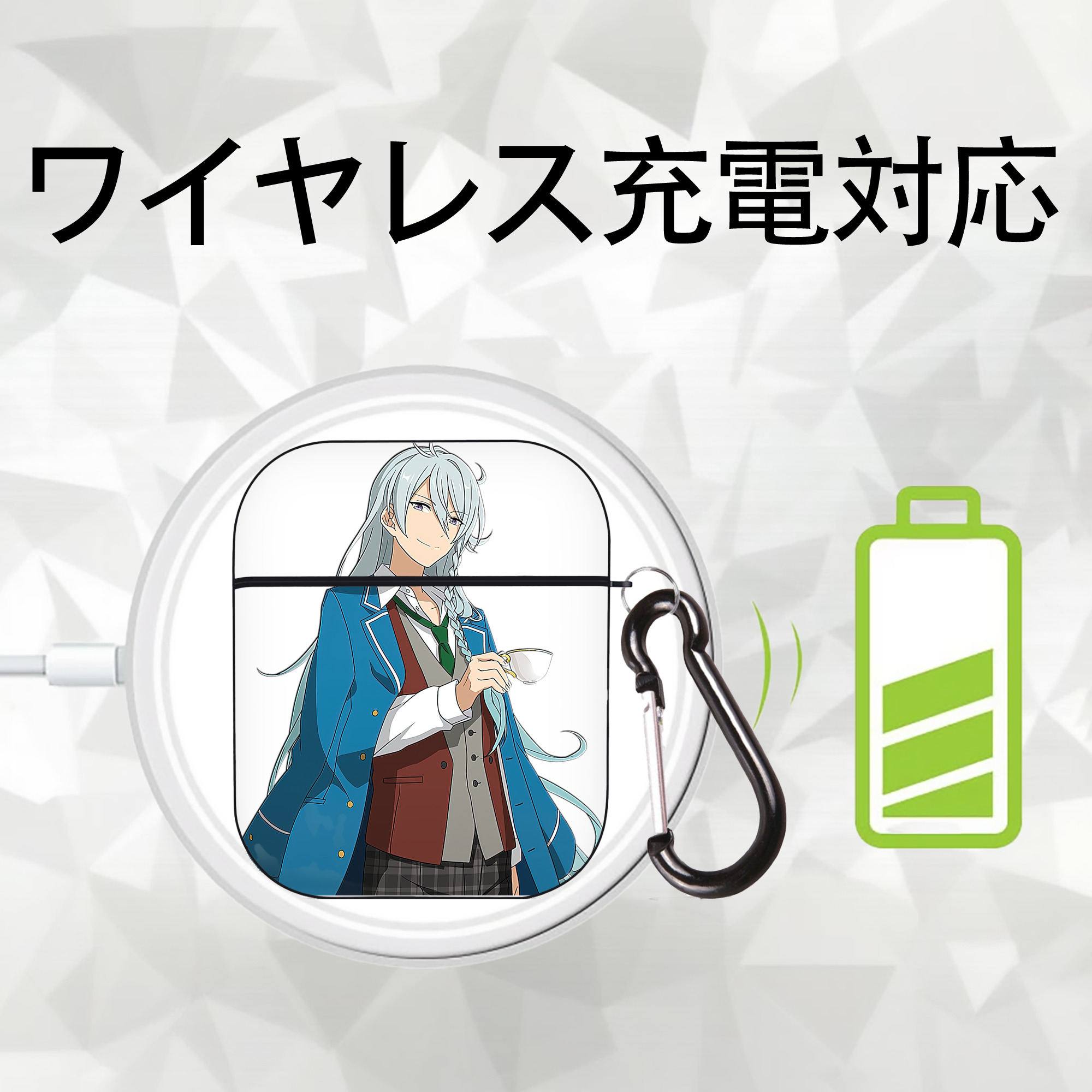 あんさんぶるスターズ! Ensemble Stars AirPods 第2世代保護ケース ハードシェル ブラック 耐衝撃・防指紋・カラビナ付き