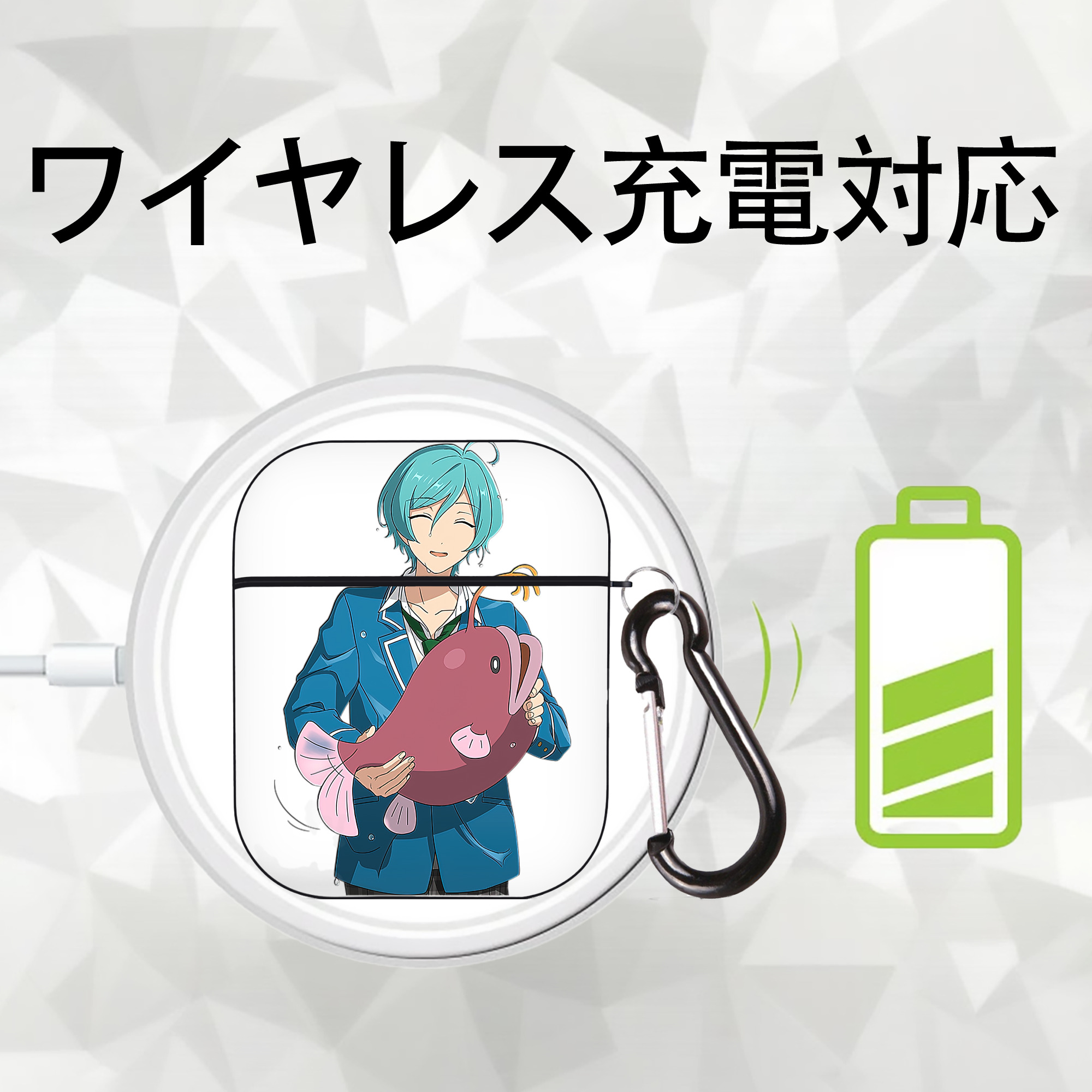 あんさんぶるスターズ! Ensemble Stars AirPods 第2世代保護ケース ハードシェル ブラック 耐衝撃・防指紋・カラビナ付き