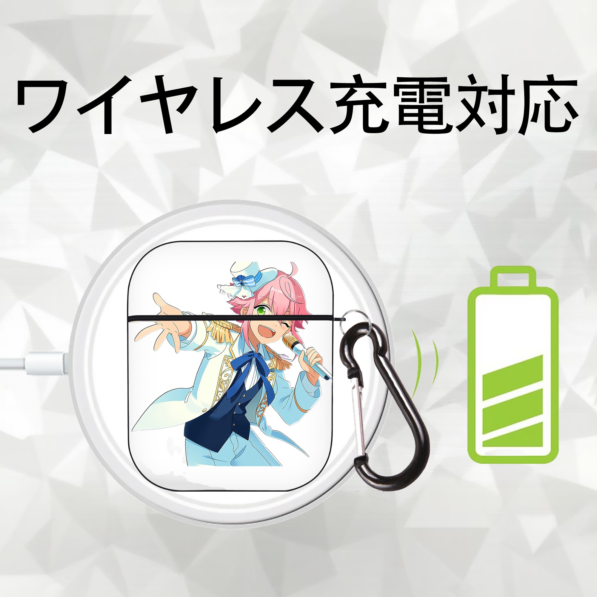 あんさんぶるスターズ! Ensemble Stars AirPods 第2世代保護ケース ハードシェル ブラック 耐衝撃・防指紋・カラビナ付き