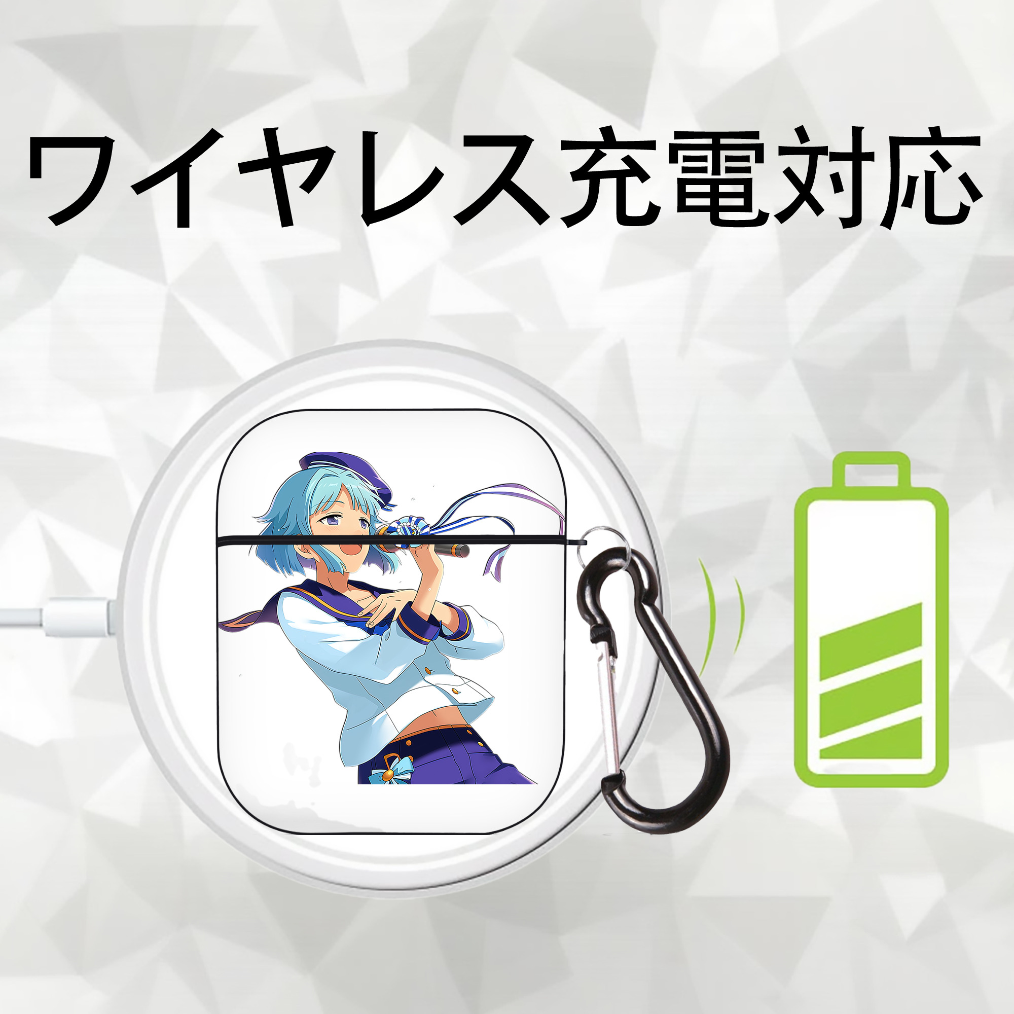 あんさんぶるスターズ! Ensemble Stars AirPods 第2世代保護ケース ハードシェル ブラック 耐衝撃・防指紋・カラビナ付き