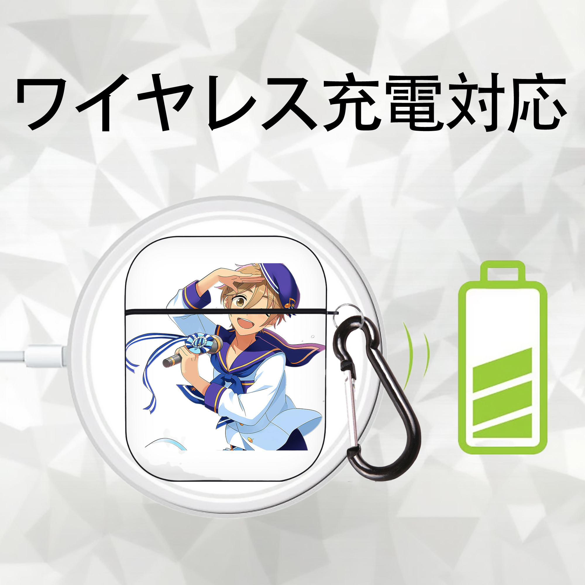 あんさんぶるスターズ! Ensemble Stars AirPods 第2世代保護ケース ハードシェル ブラック 耐衝撃・防指紋・カラビナ付き