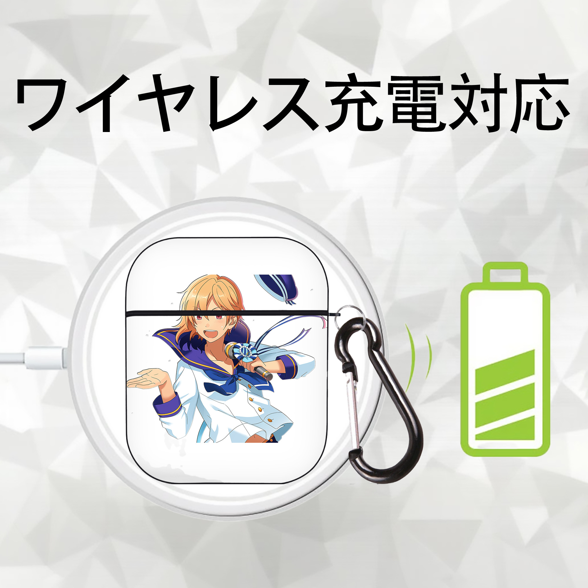 あんさんぶるスターズ! Ensemble Stars AirPods 第2世代保護ケース ハードシェル ブラック 耐衝撃・防指紋・カラビナ付き