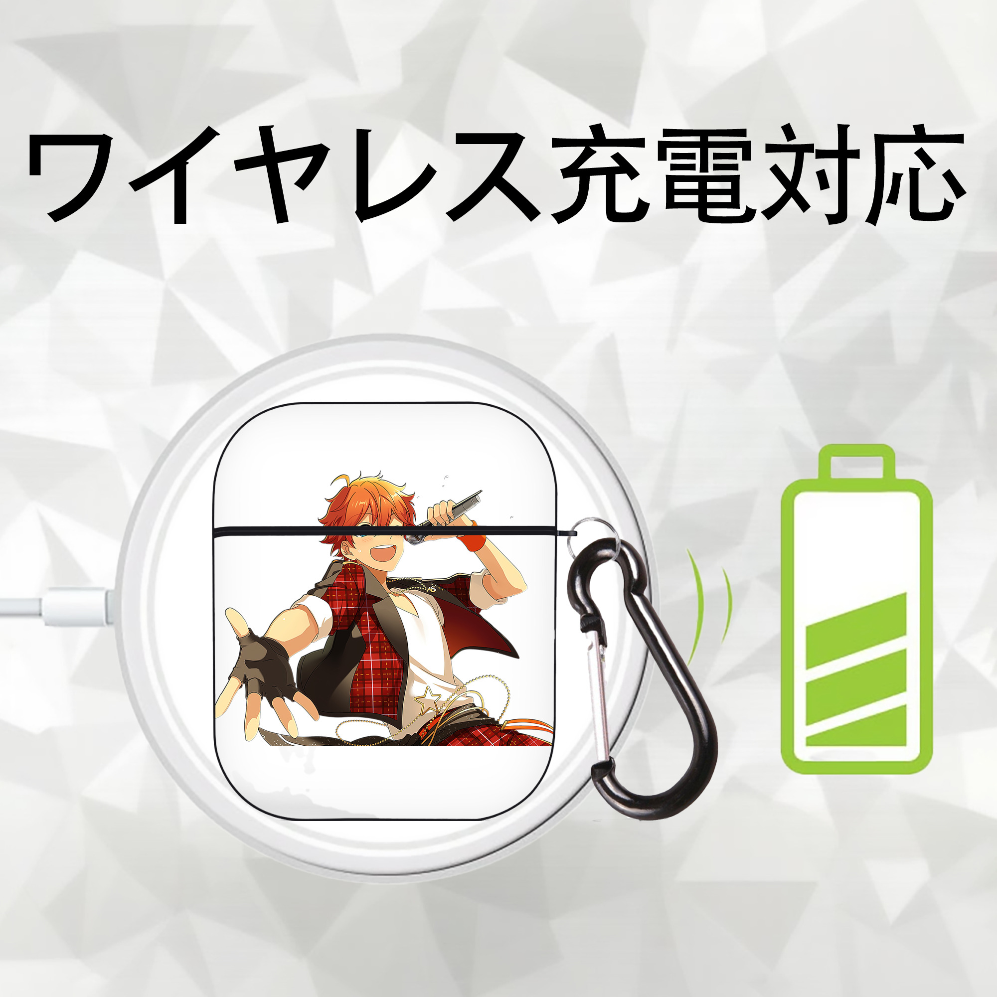 あんさんぶるスターズ! Ensemble Stars AirPods 第2世代保護ケース ハードシェル ブラック 耐衝撃・防指紋・カラビナ付き
