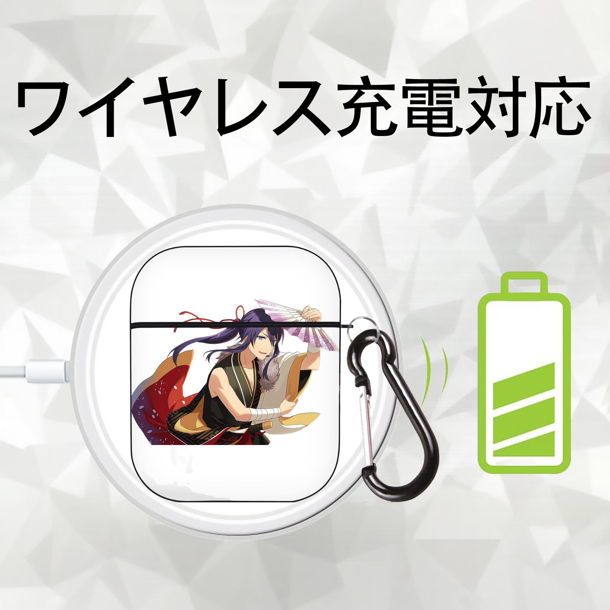あんさんぶるスターズ! Ensemble Stars AirPods 第2世代保護ケース ハードシェル ブラック 耐衝撃・防指紋・カラビナ付き