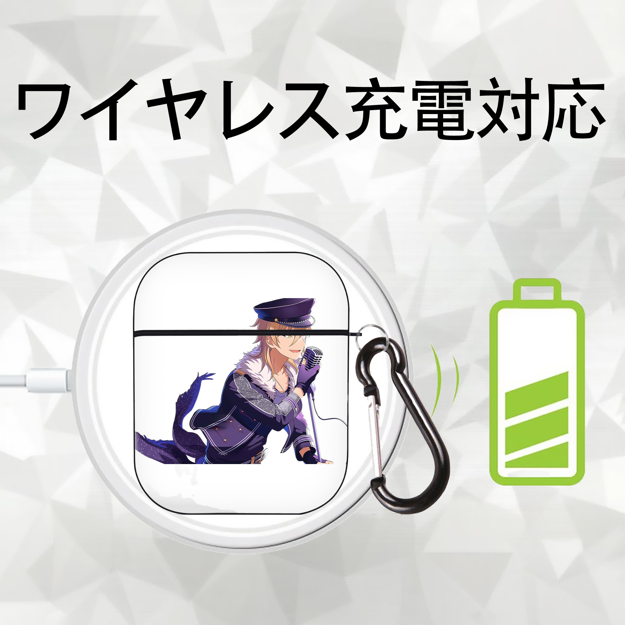 あんさんぶるスターズ! Ensemble Stars AirPods 第2世代保護ケース ハードシェル ブラック 耐衝撃・防指紋・カラビナ付き