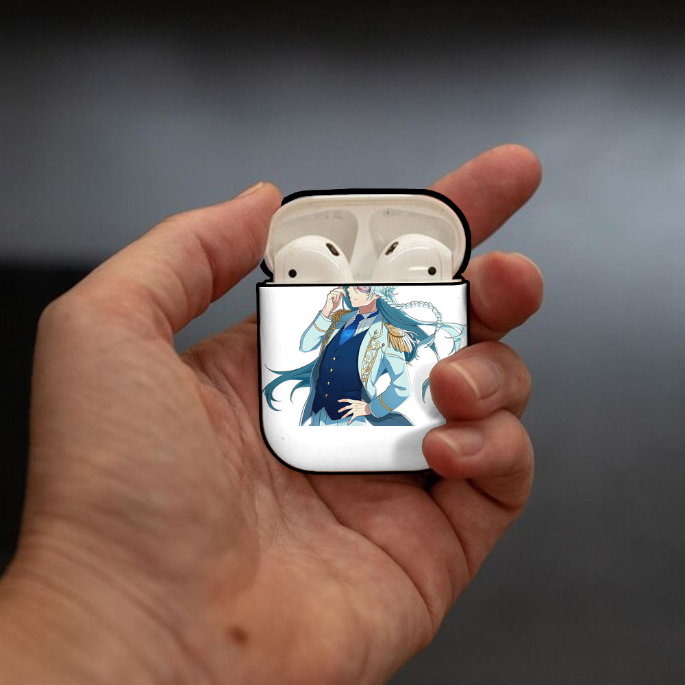 あんさんぶるスターズ! Ensemble Stars AirPods 第2世代保護ケース ハードシェル ブラック 耐衝撃・防指紋・カラビナ付き