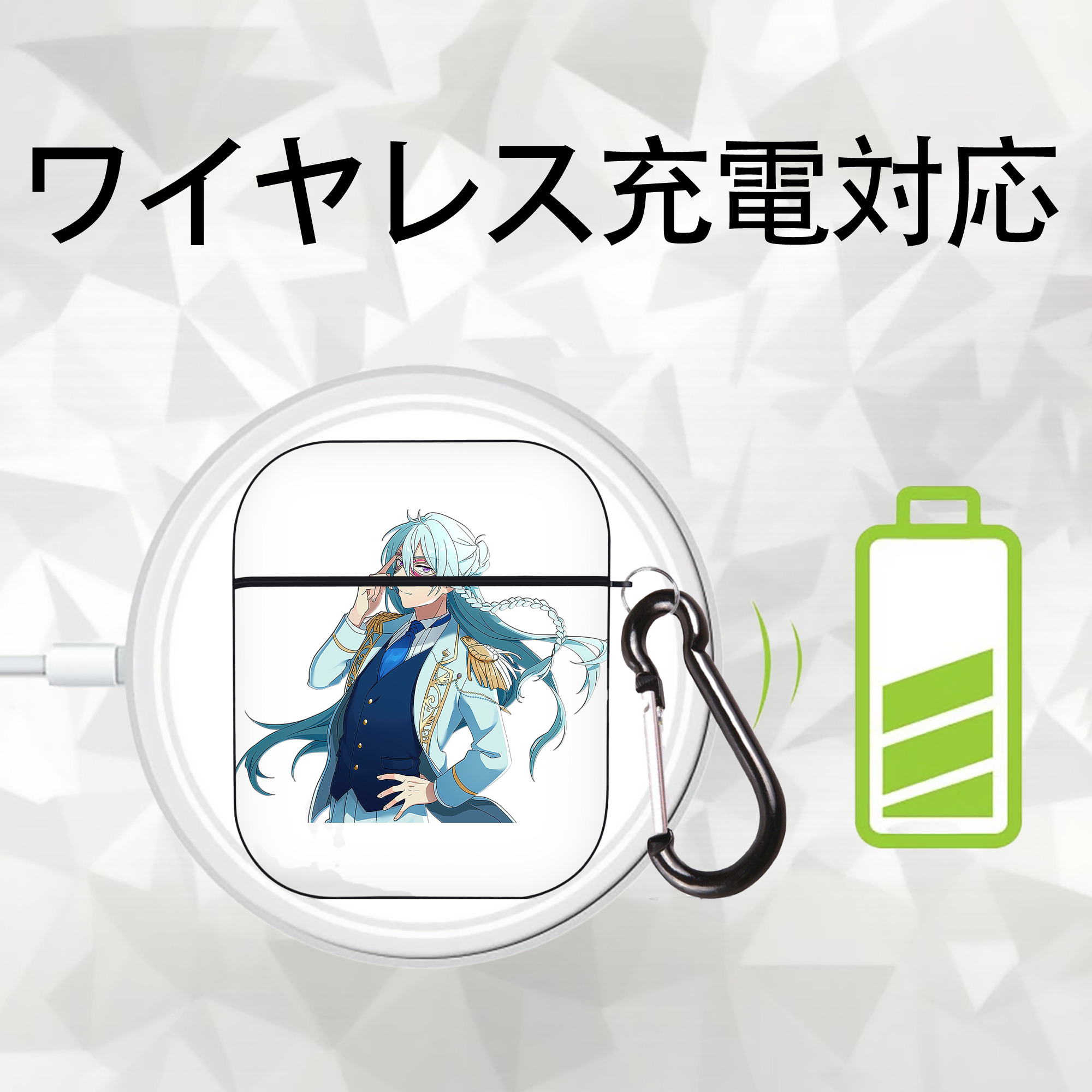 あんさんぶるスターズ! Ensemble Stars AirPods 第2世代保護ケース ハードシェル ブラック 耐衝撃・防指紋・カラビナ付き